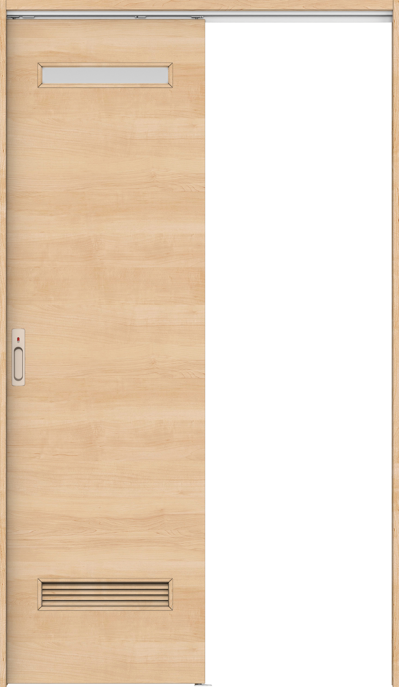 リビングドア　イエリア　吊戸・片引　扉セット　Ｙ８デザイン　１３１５幅用　２０００高　〈ミルベージュ柄〉　左右兼用　カマ錠付　表示錠　ラクラクローズ付用