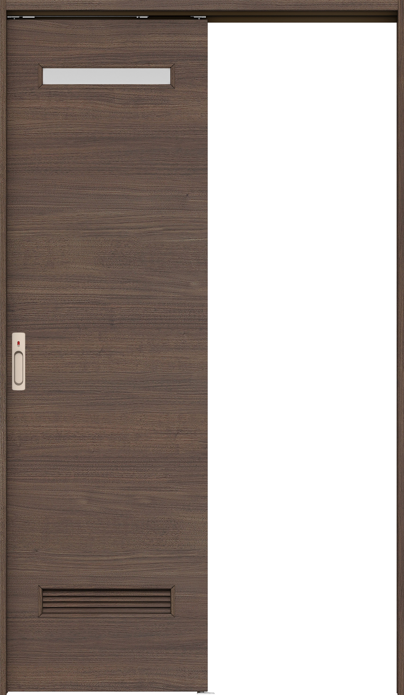 リビングドア　イエリア　吊戸・片引　扉セット　Ｙ８デザイン　１３１５幅用　２０００高　〈ダルブラウン柄〉　左右兼用　カマ錠付　表示錠　ラクラクローズ付用