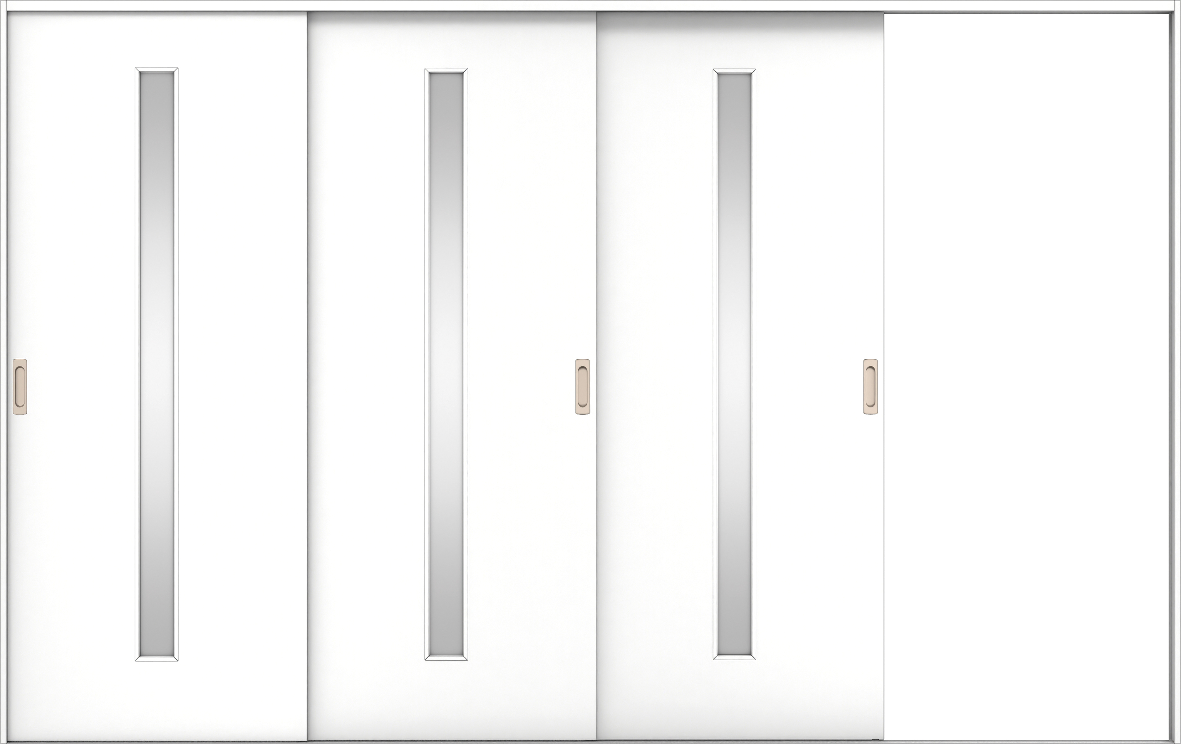 リビングドア　イエリア　引戸・３枚片引　扉セット　Ｃ４デザイン　３２２９幅用　２０００高　〈パウダーホワイト柄〉　右引用　錠なし　ラクラクローズ付