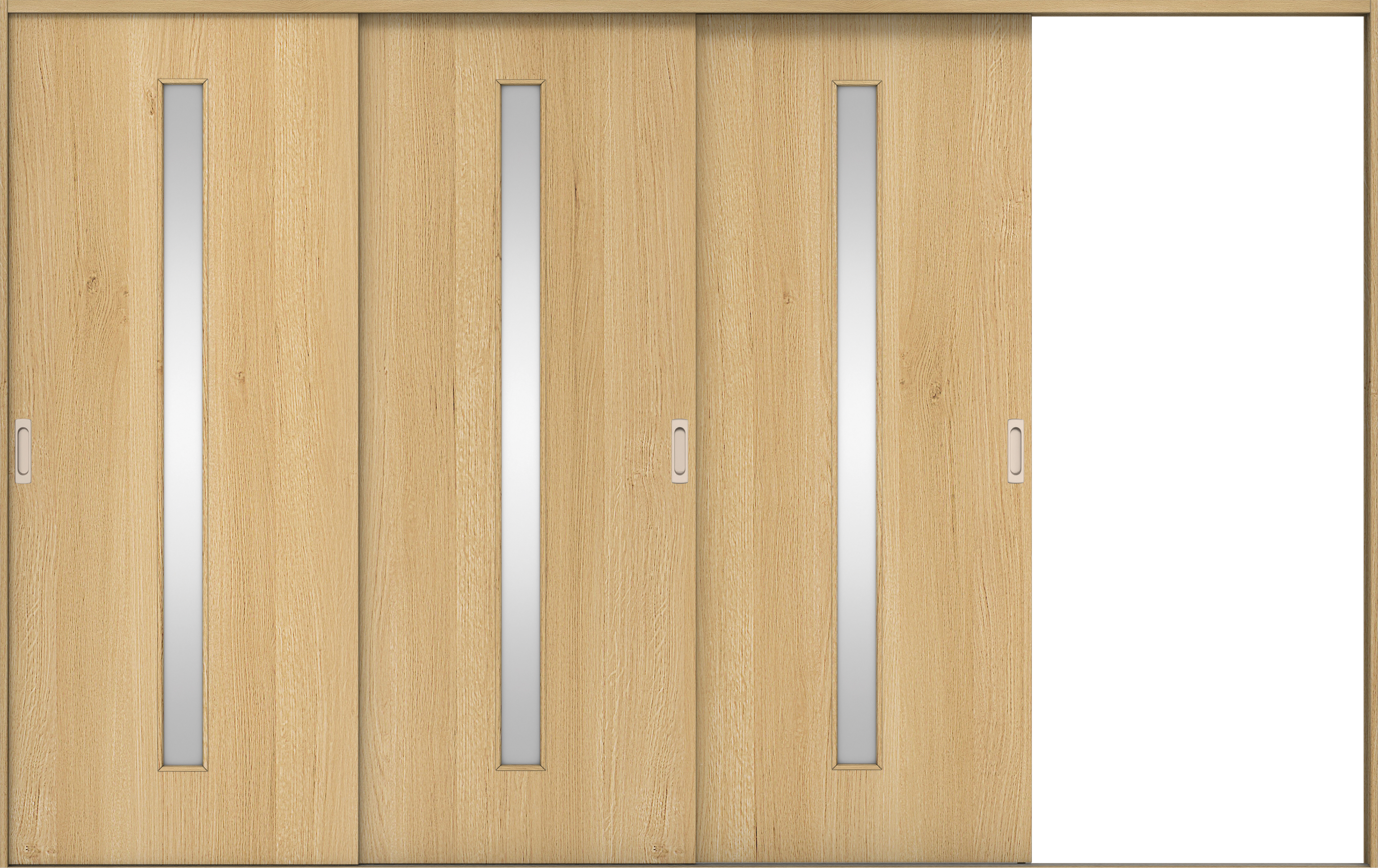 リビングドア　イエリア　引戸・３枚片引　扉セット　Ｃ４デザイン　３２２９幅用　２０００高　〈ライトオーカー柄〉　右引用　錠なし　ラクラクローズ付