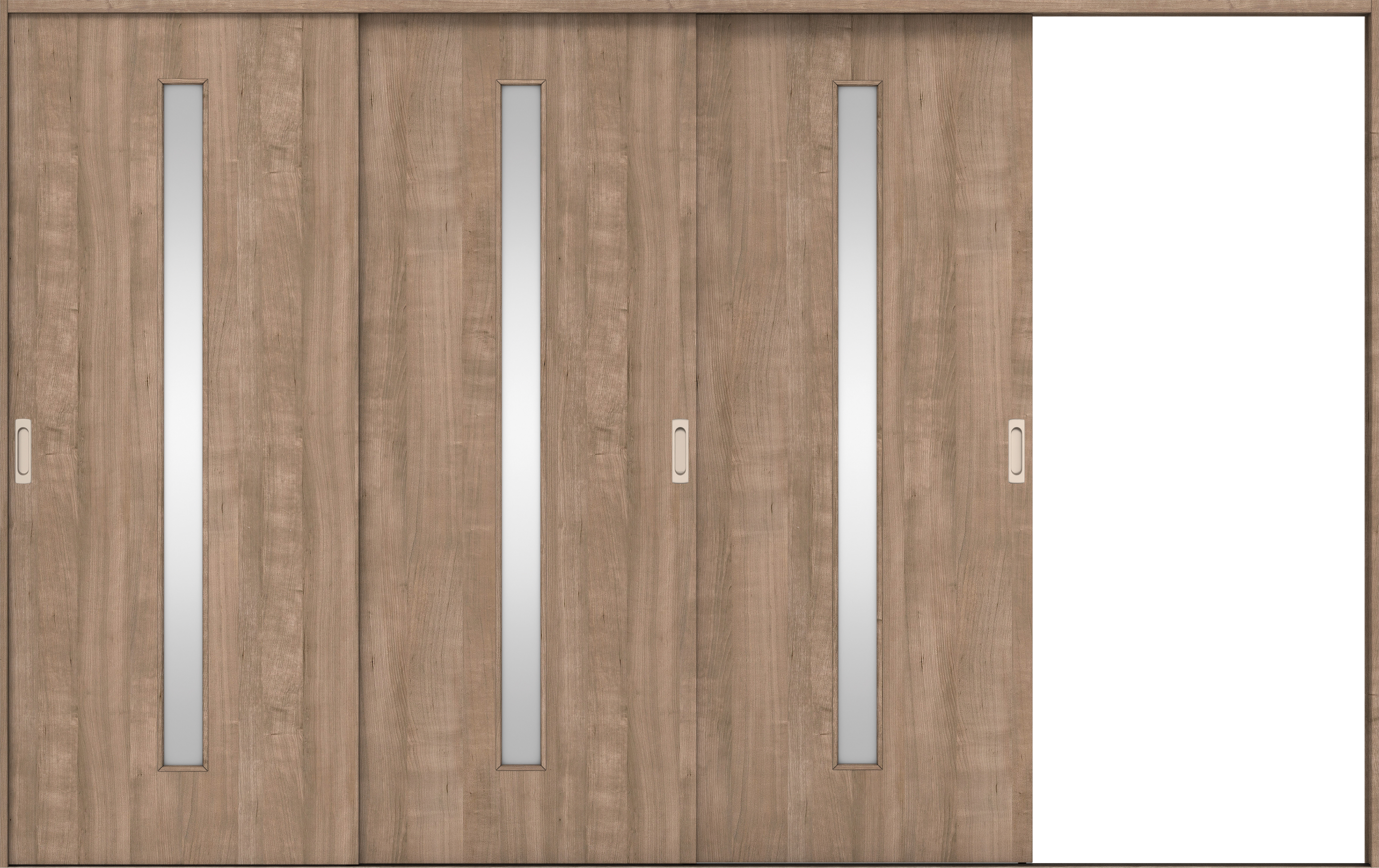 リビングドア　イエリア　引戸・３枚片引　扉セット　Ｃ４デザイン　３２２９幅用　２０００高　〈トープグレー柄〉　右引用　錠なし　ラクラクローズ付