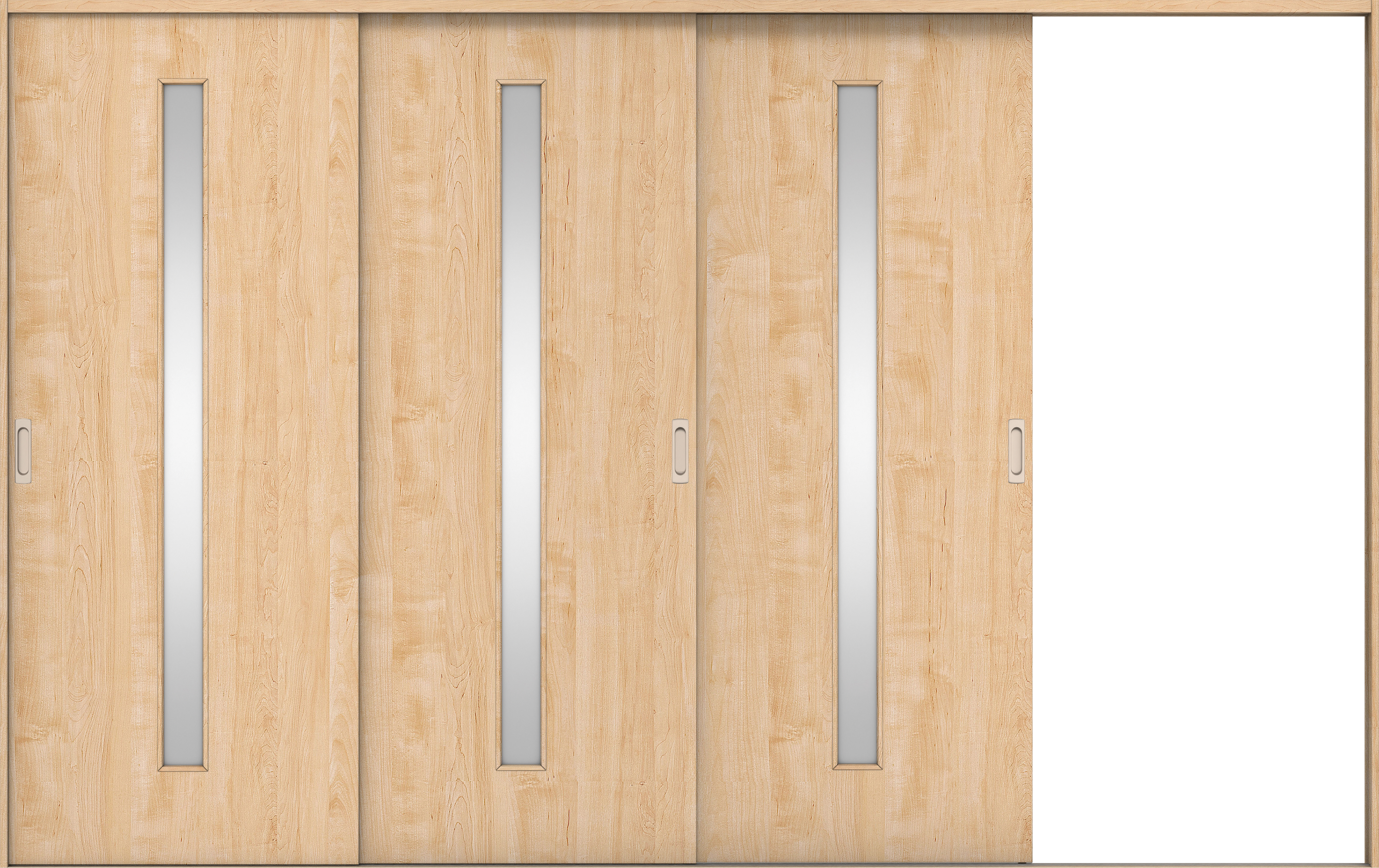 リビングドア　イエリア　引戸・３枚片引　扉セット　Ｃ４デザイン　３２２９幅用　２０００高　〈ミルベージュ柄〉　右引用　錠なし　ラクラクローズ付