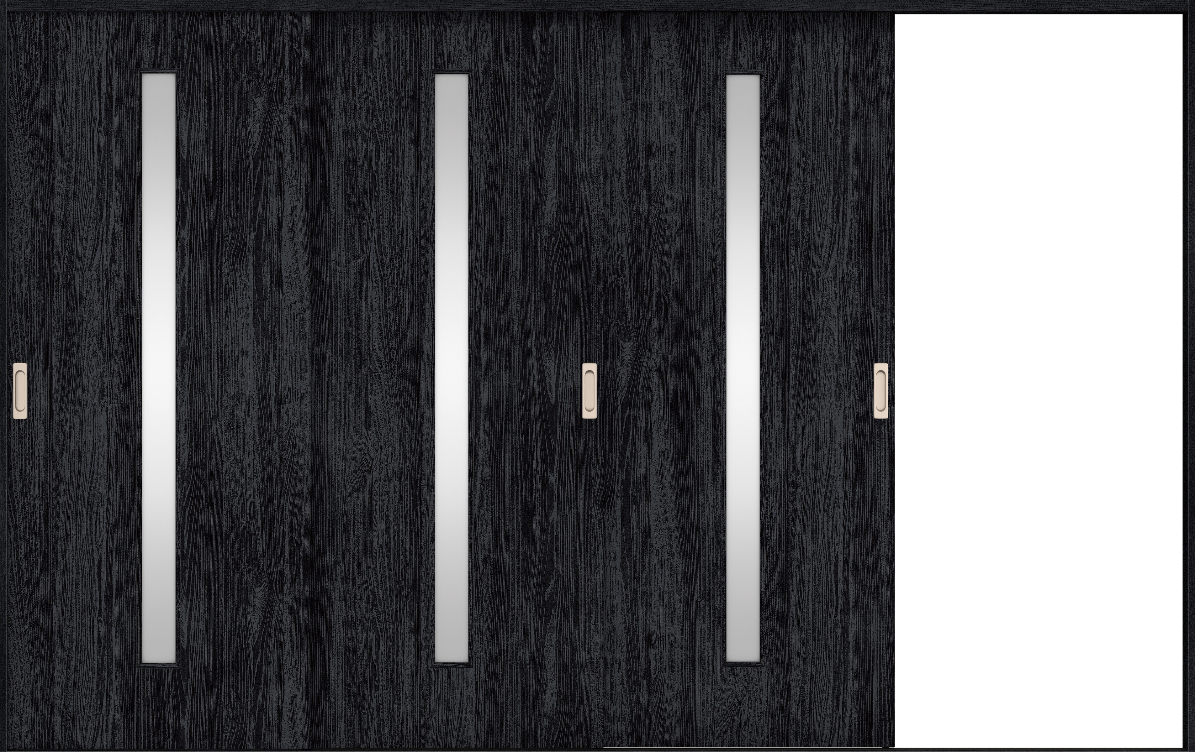 リビングドア　イエリア　引戸・３枚片引　扉セット　Ｃ４デザイン　３２２９幅用　２０００高　〈モスブラック柄〉　右引用　錠なし　ラクラクローズ付