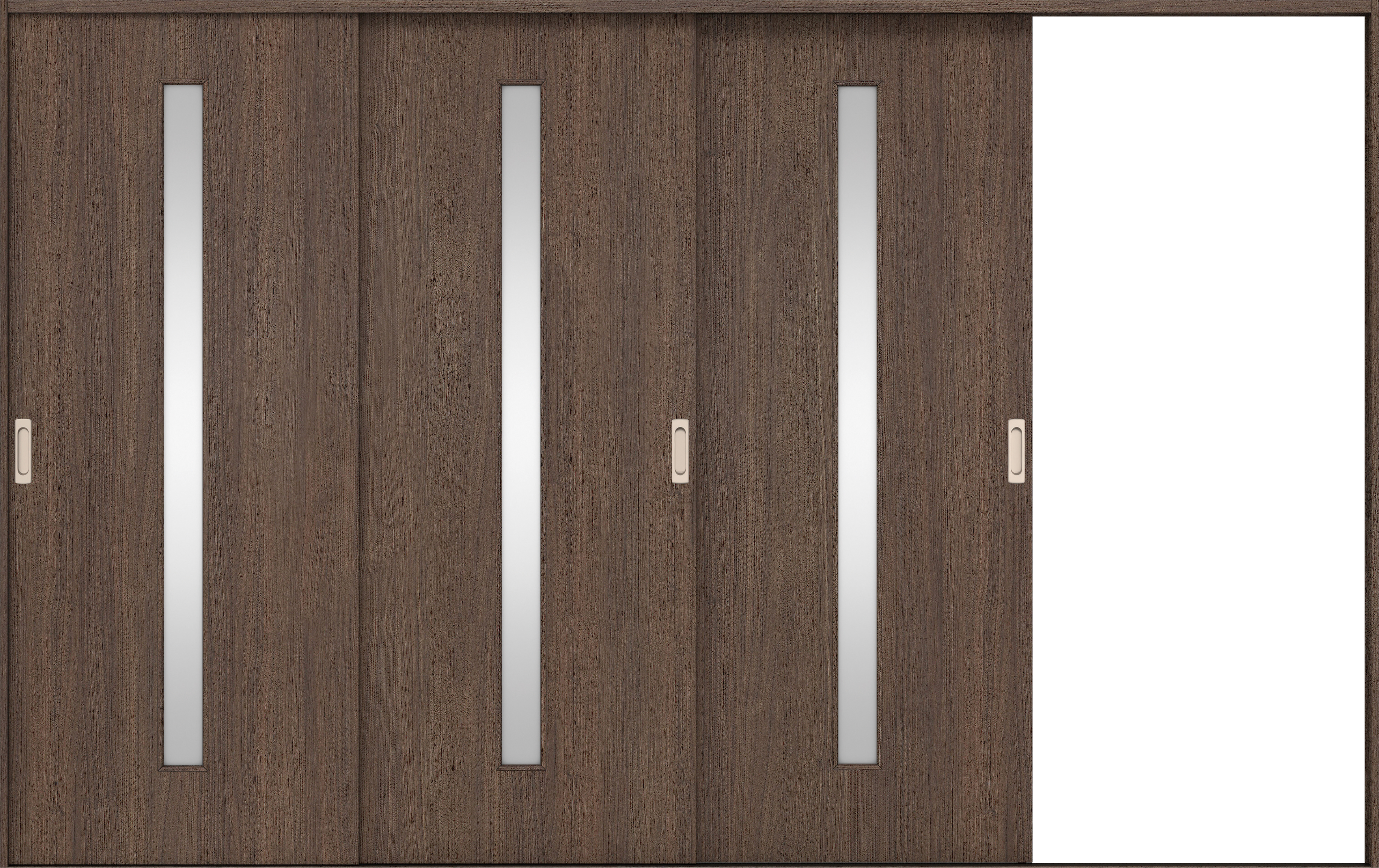 リビングドア　イエリア　引戸・３枚片引　扉セット　Ｃ４デザイン　３２２９幅用　２０００高　〈ダルブラウン柄〉　右引用　錠なし　ラクラクローズ付