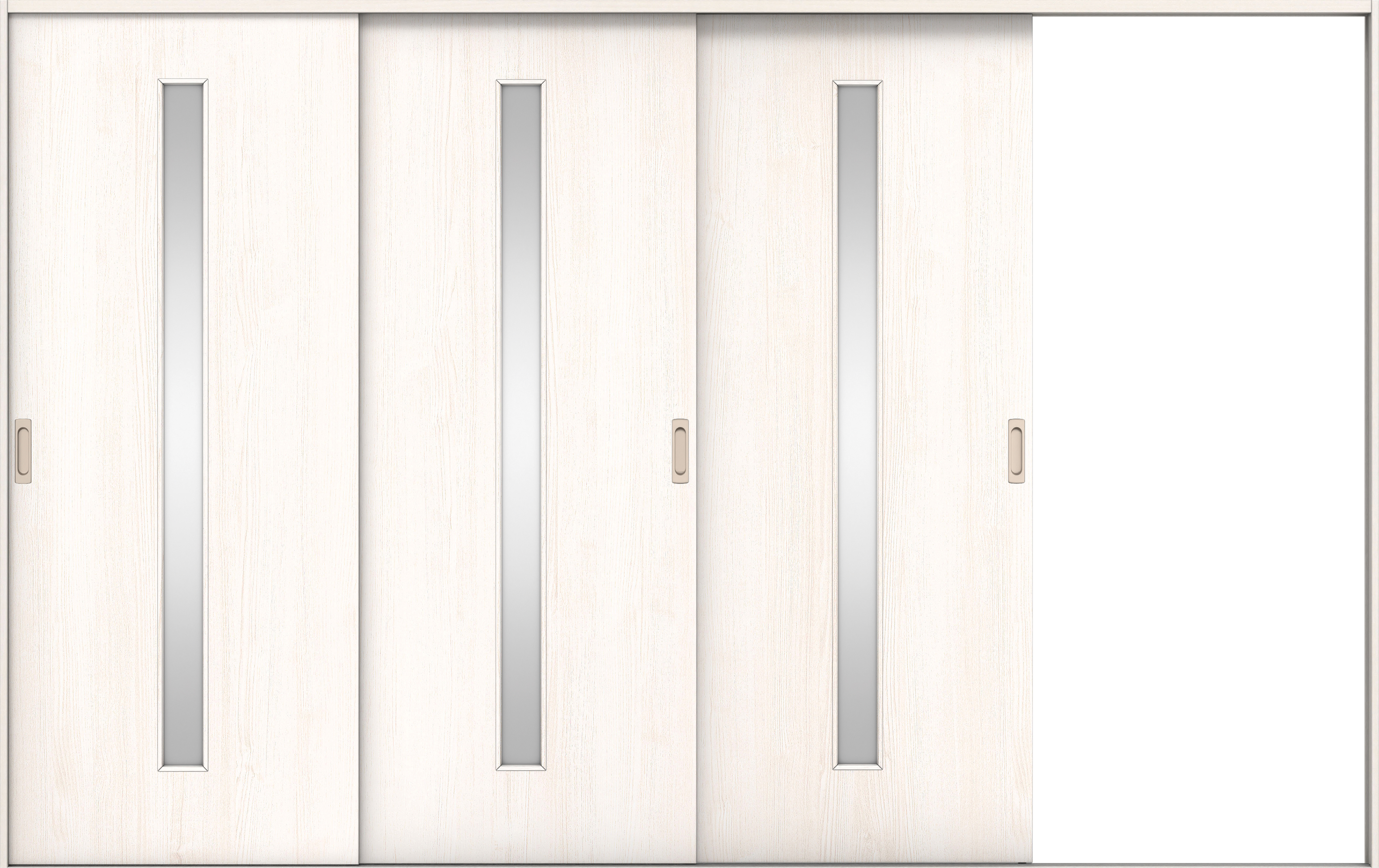 リビングドア　イエリア　引戸・３枚片引　扉セット　Ｃ４デザイン　３２２９幅用　２０００高　〈ネオホワイト柄〉　右引用　錠なし　ラクラクローズ付