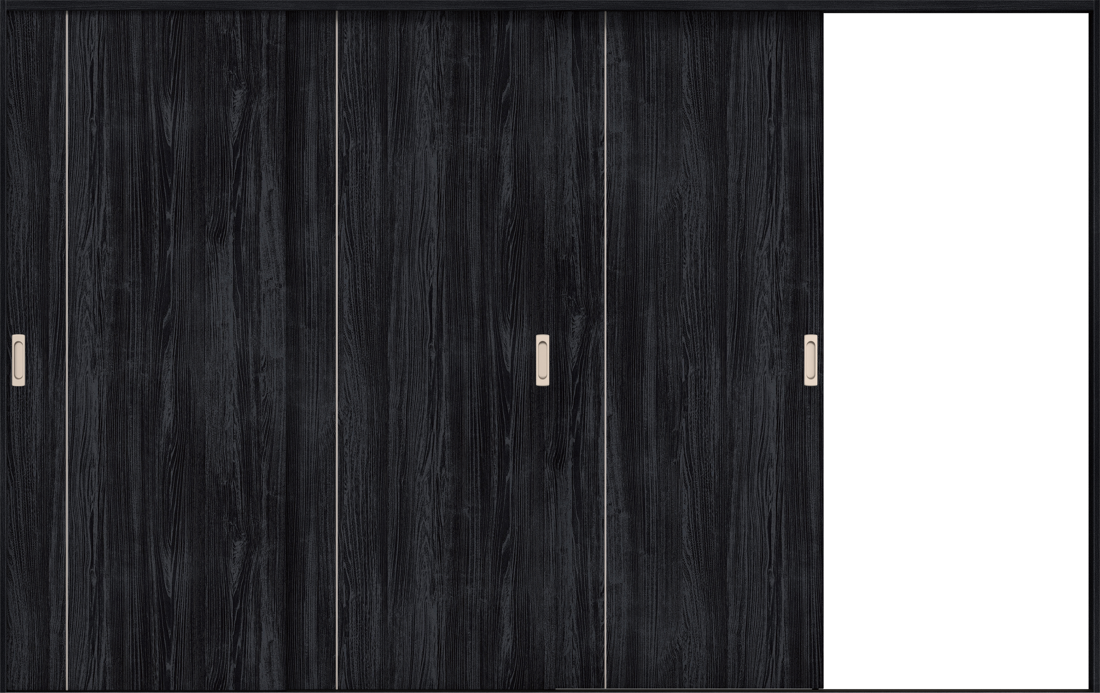 リビングドア　イエリア　引戸・３枚片引　扉セット　Ｄ３デザイン　３２２９幅用　２０００高　〈モスブラック柄〉　右引用　錠なし　ラクラクローズ付