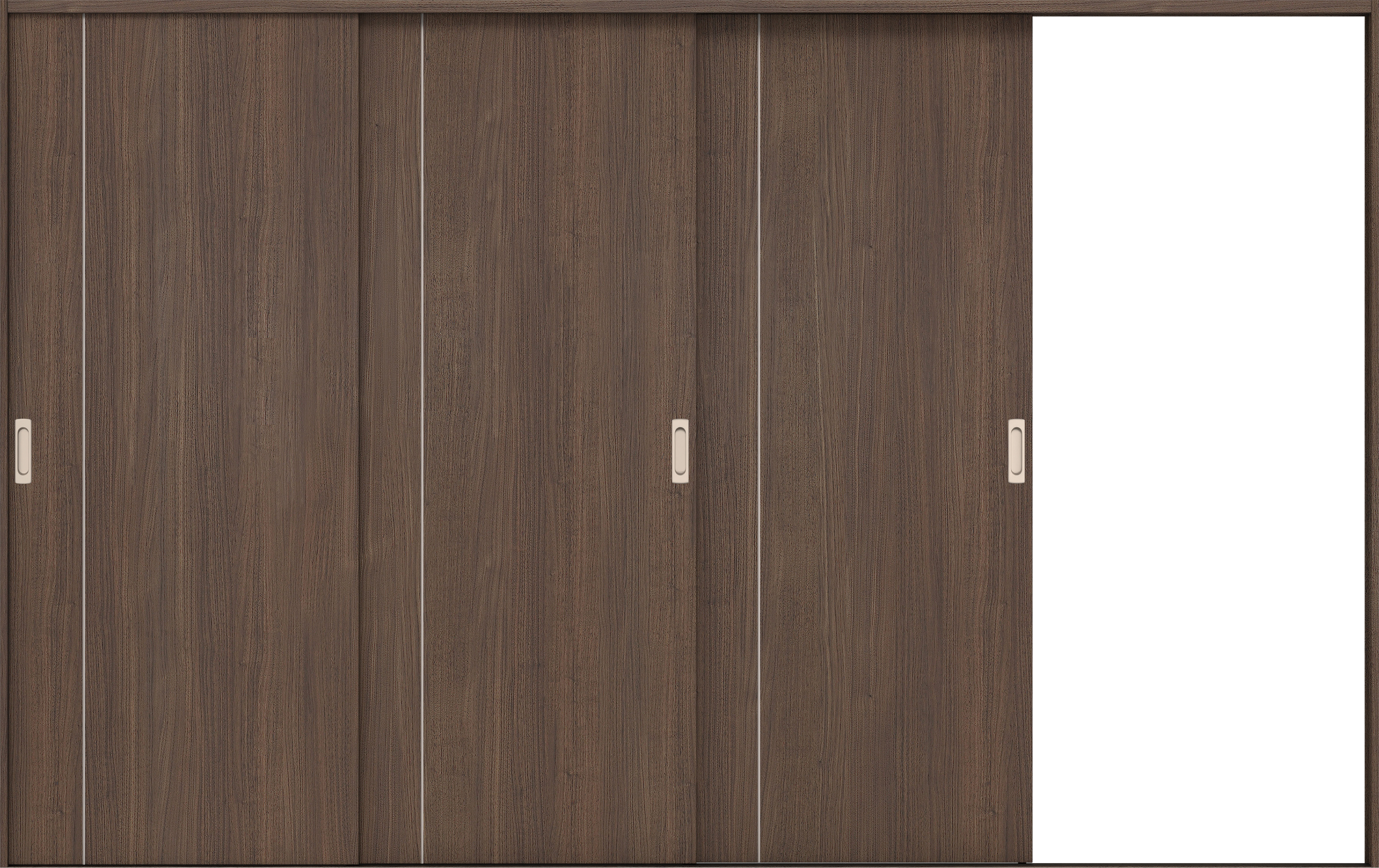 リビングドア　イエリア　引戸・３枚片引　扉セット　Ｄ３デザイン　３２２９幅用　２０００高　〈ダルブラウン柄〉　右引用　錠なし　ラクラクローズ付