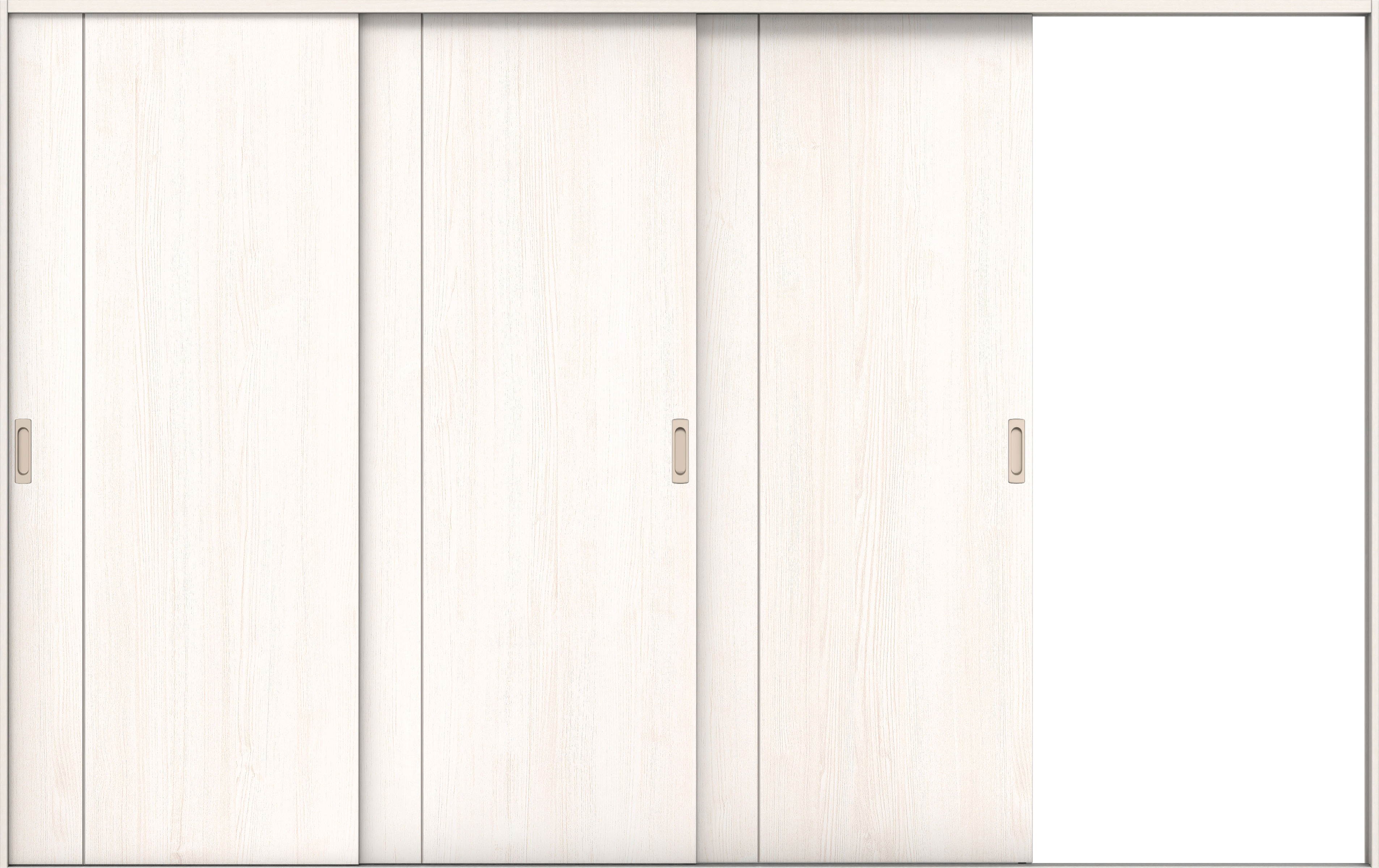 リビングドア　イエリア　引戸・３枚片引　扉セット　Ｄ３デザイン　３２２９幅用　２０００高　〈ネオホワイト柄〉　右引用　錠なし　ラクラクローズ付