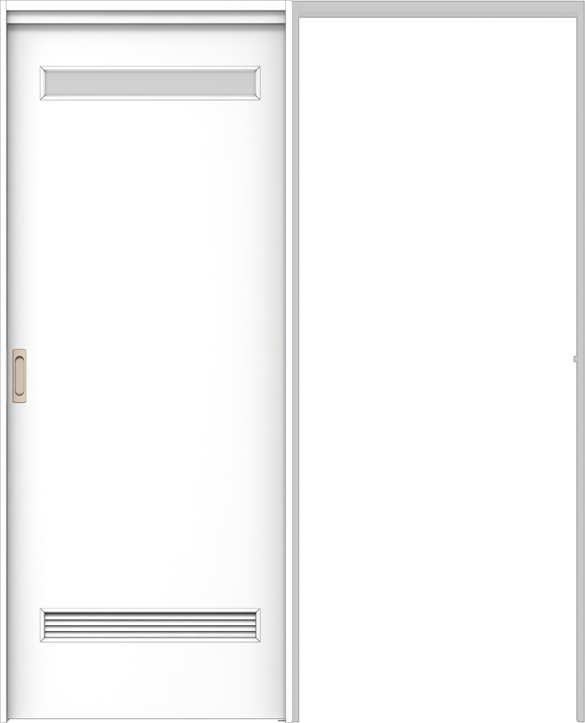 リビングドア　イエリア　吊戸・引込　扉セット　０８デザイン　１６４５幅用　２０００高　〈パウダーホワイト柄〉　左右兼用　錠なし　ラクラクローズ付用