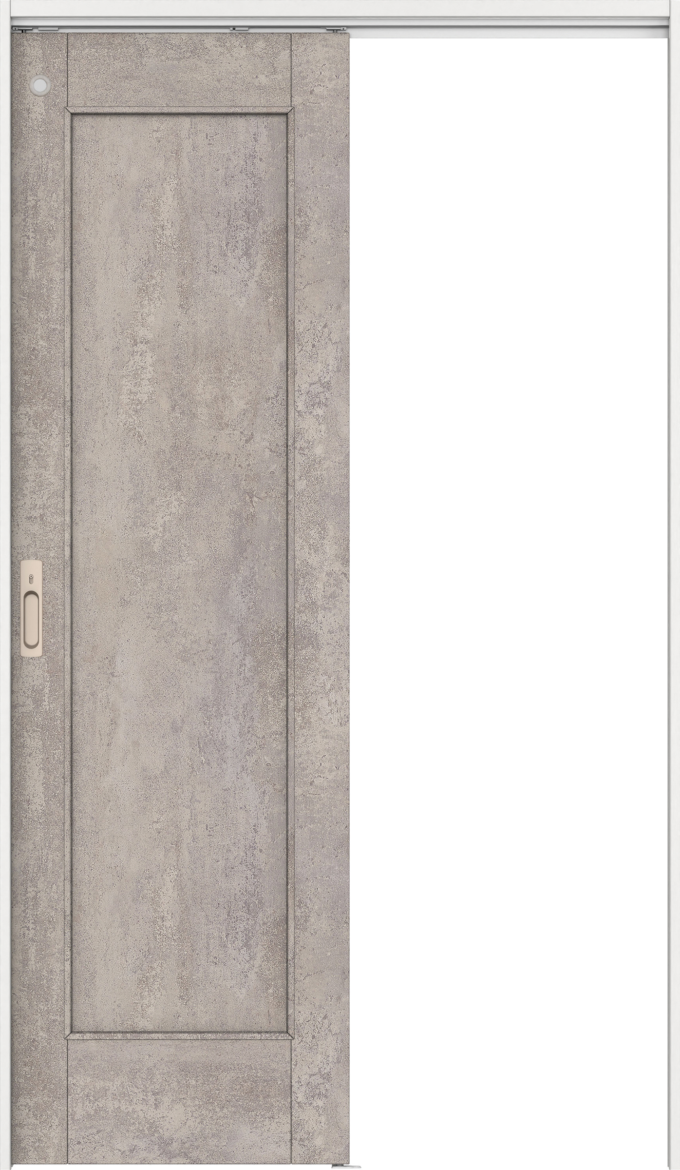 リビングドア　イエリア　吊戸・片引　扉セット　０１デザイン　１１８３幅用　２０００高　〈コンクリートグレー柄〉　左右兼用　カマ錠付　間仕切錠　明かり窓付　ラクラクローズ付用
