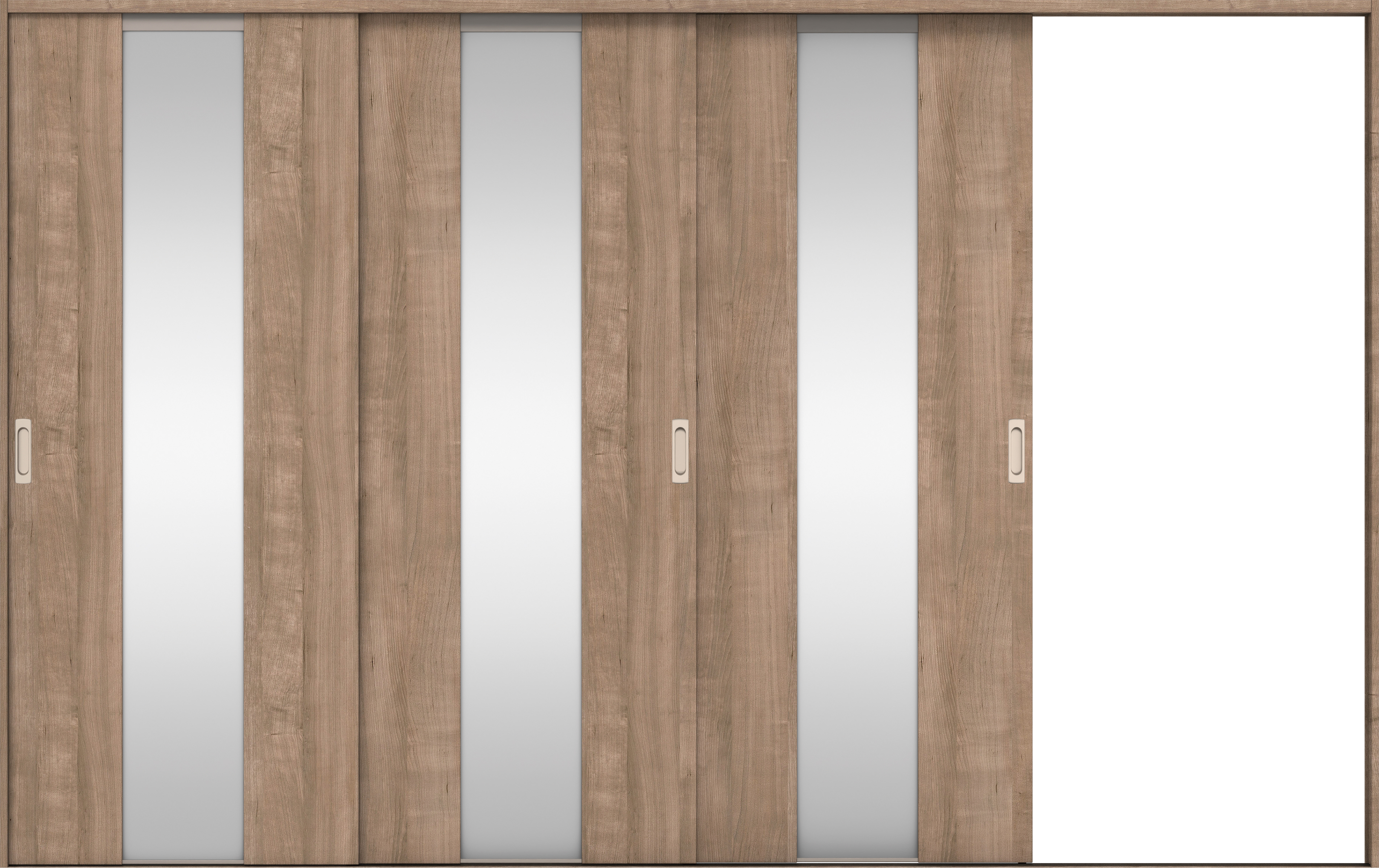 リビングドア　イエリア　引戸・３枚片引　扉セット　Ｇ５デザイン　３２２９幅用　２０００高　〈トープグレー柄〉　右引用　錠なし　ラクラクローズ付