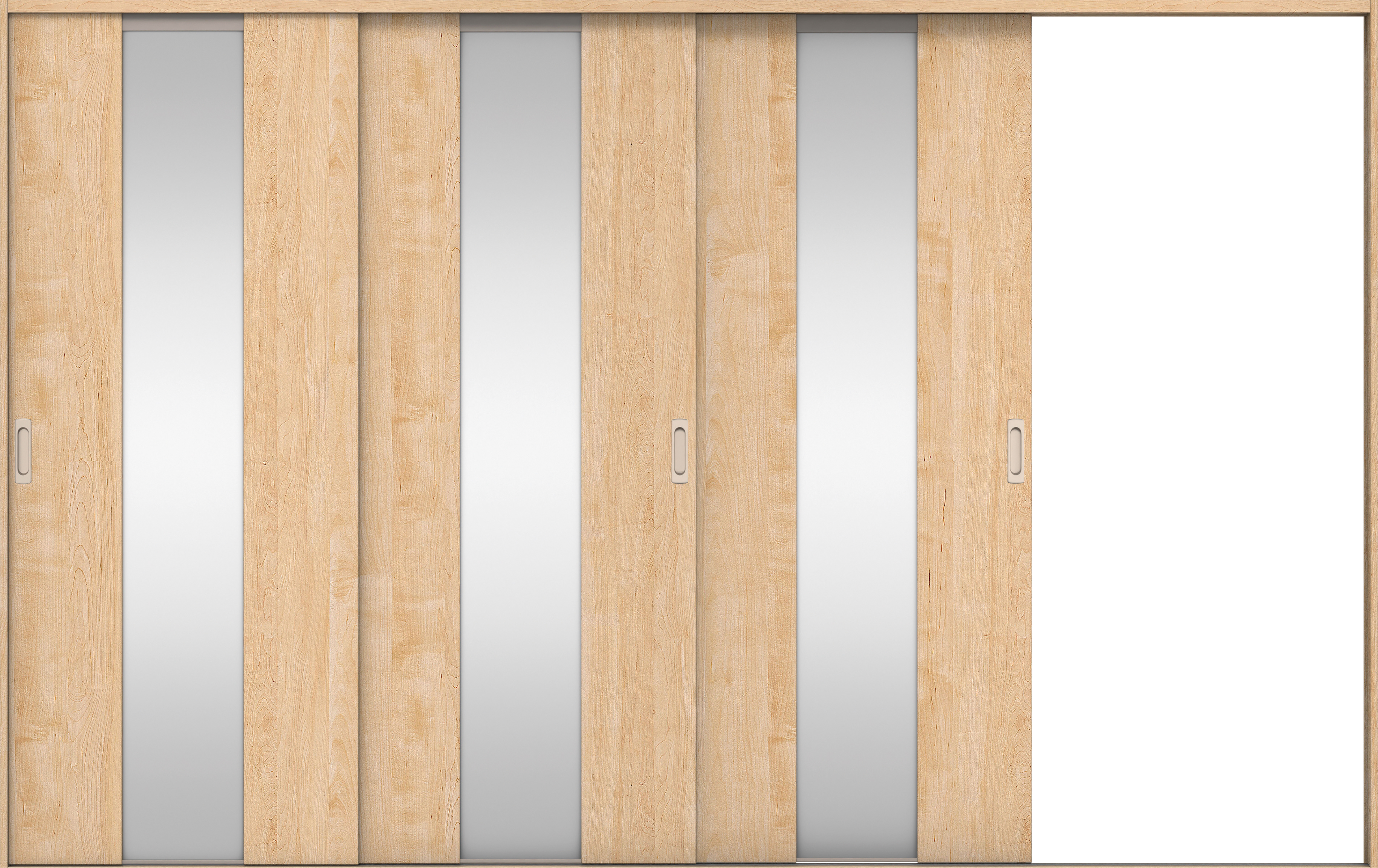 リビングドア　イエリア　引戸・３枚片引　扉セット　Ｇ５デザイン　３２２９幅用　２０００高　〈ミルベージュ柄〉　右引用　錠なし　ラクラクローズ付