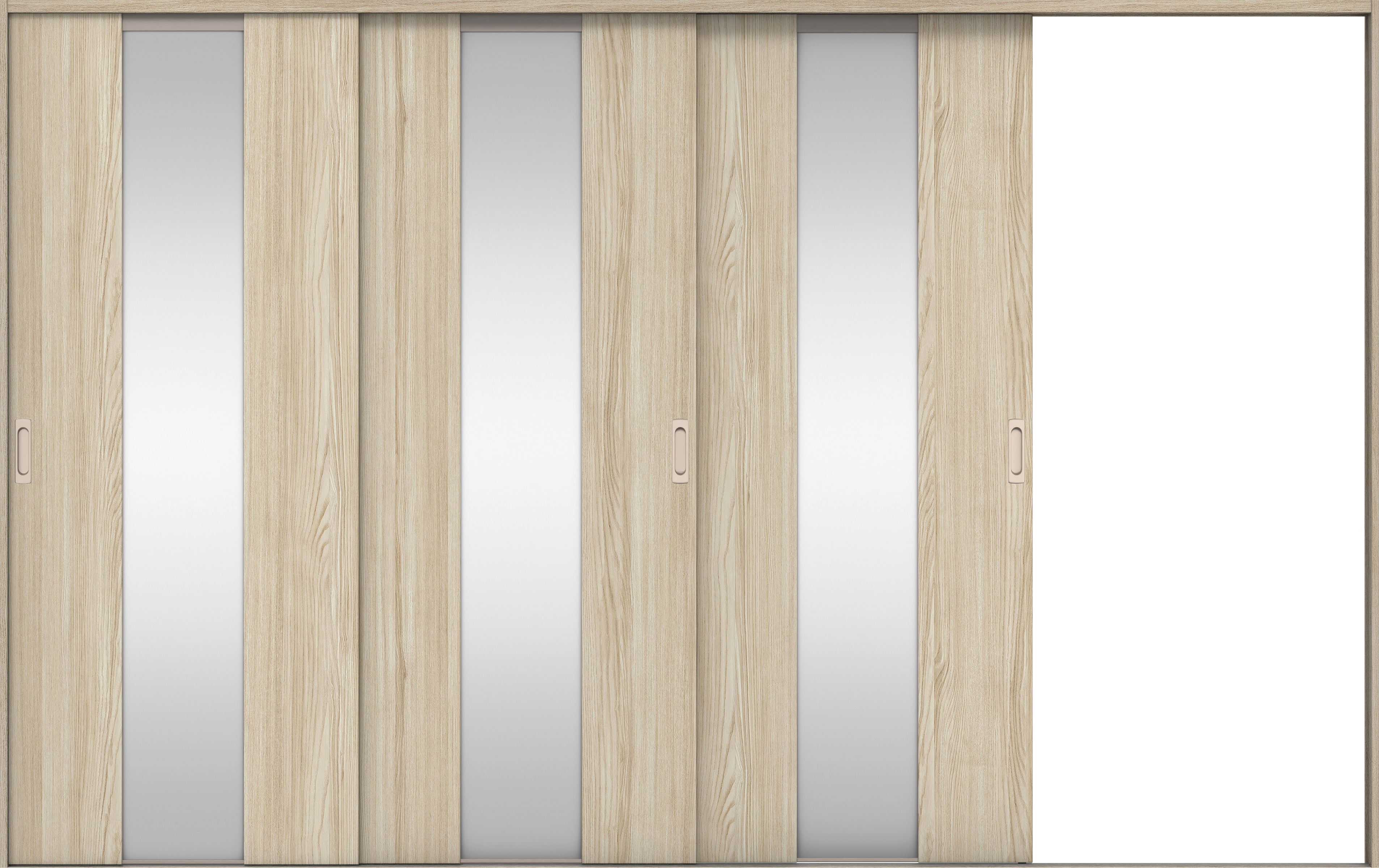 リビングドア　イエリア　引戸・３枚片引　扉セット　Ｇ５デザイン　３２２９幅用　２０００高　〈ソフトグレージュ柄〉　右引用　錠なし　ラクラクローズ付