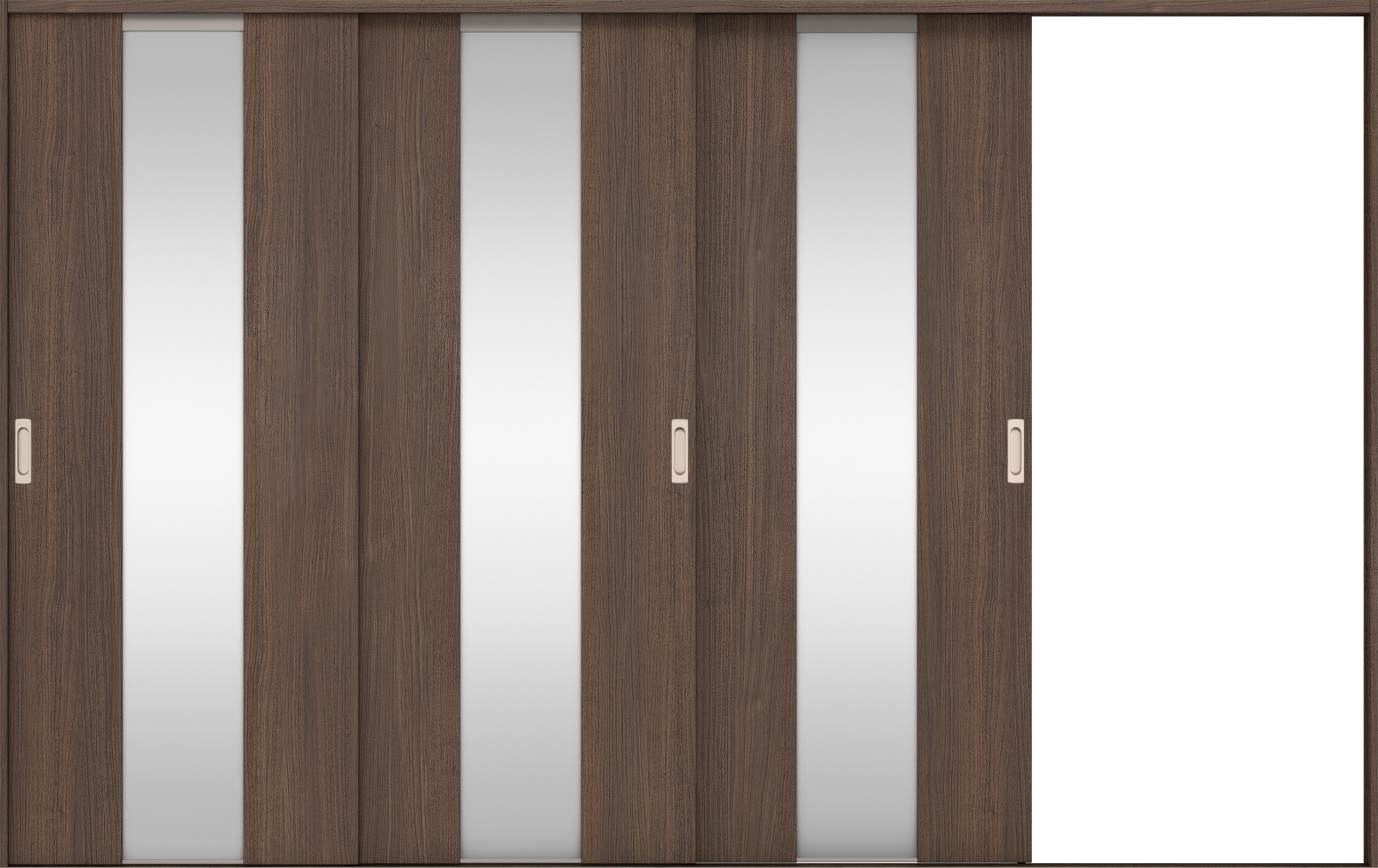 リビングドア　イエリア　引戸・３枚片引　扉セット　Ｇ５デザイン　３２２９幅用　２０００高　〈ダルブラウン柄〉　右引用　錠なし　ラクラクローズ付