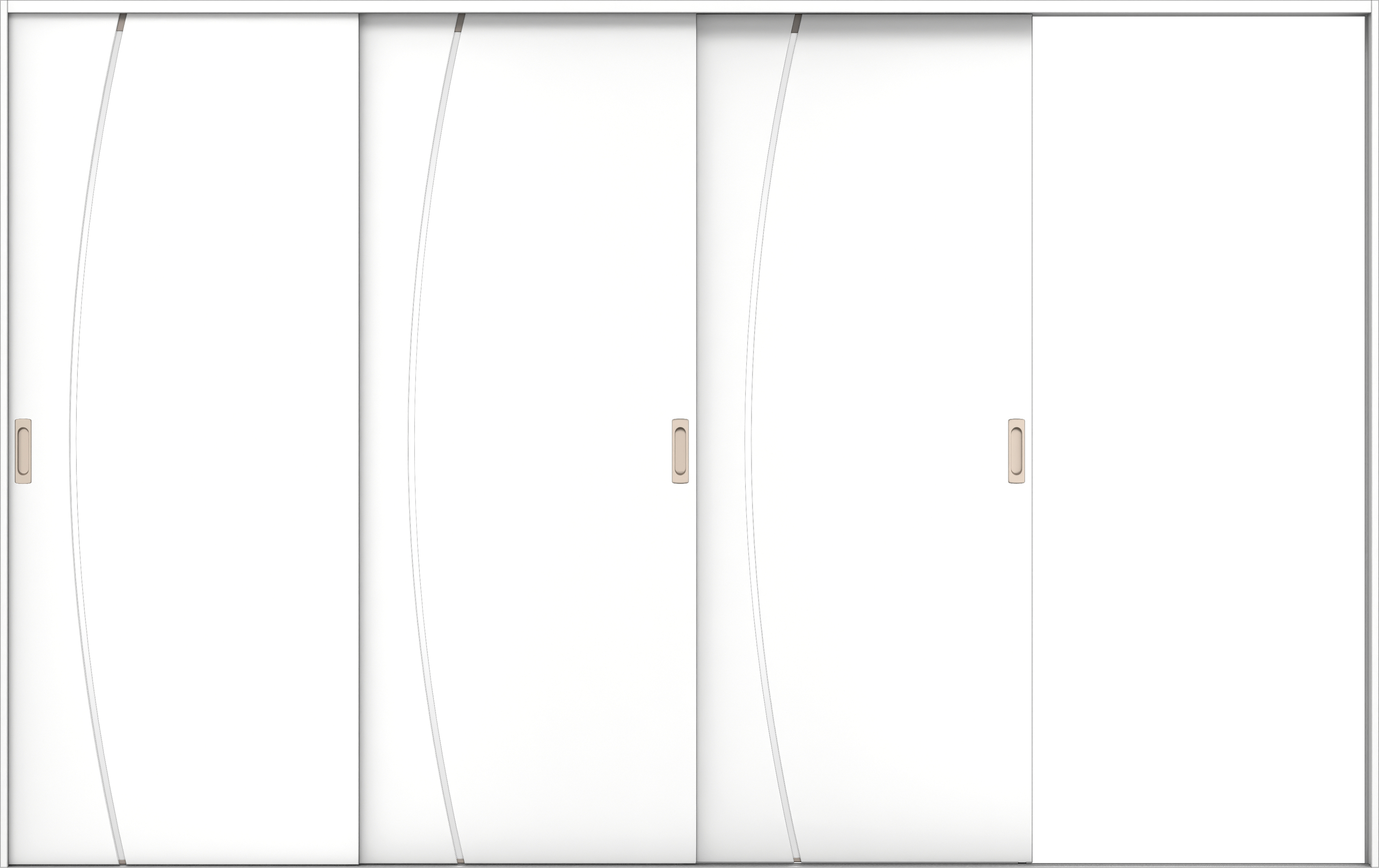 リビングドア　イエリア　引戸・３枚片引　扉セット　Ｋ４デザイン　３２２９幅用　２０００高　〈パウダーホワイト柄〉　右引用　錠なし　ラクラクローズ付