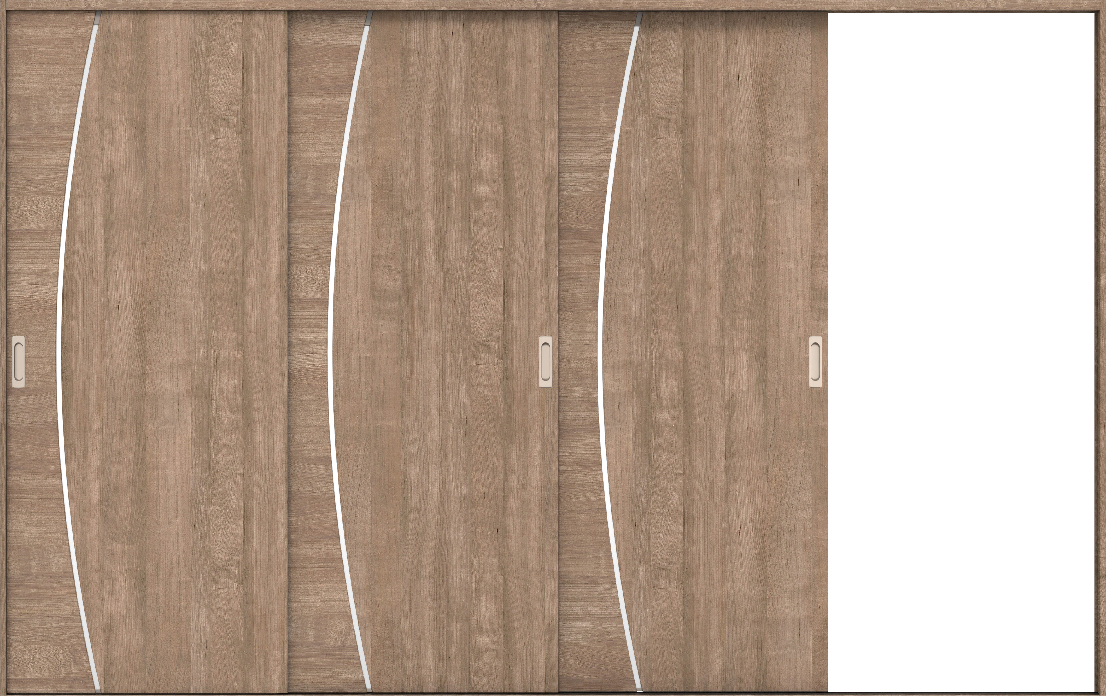 リビングドア　イエリア　引戸・３枚片引　扉セット　Ｋ４デザイン　３２２９幅用　２０００高　〈トープグレー柄〉　右引用　錠なし　ラクラクローズ付