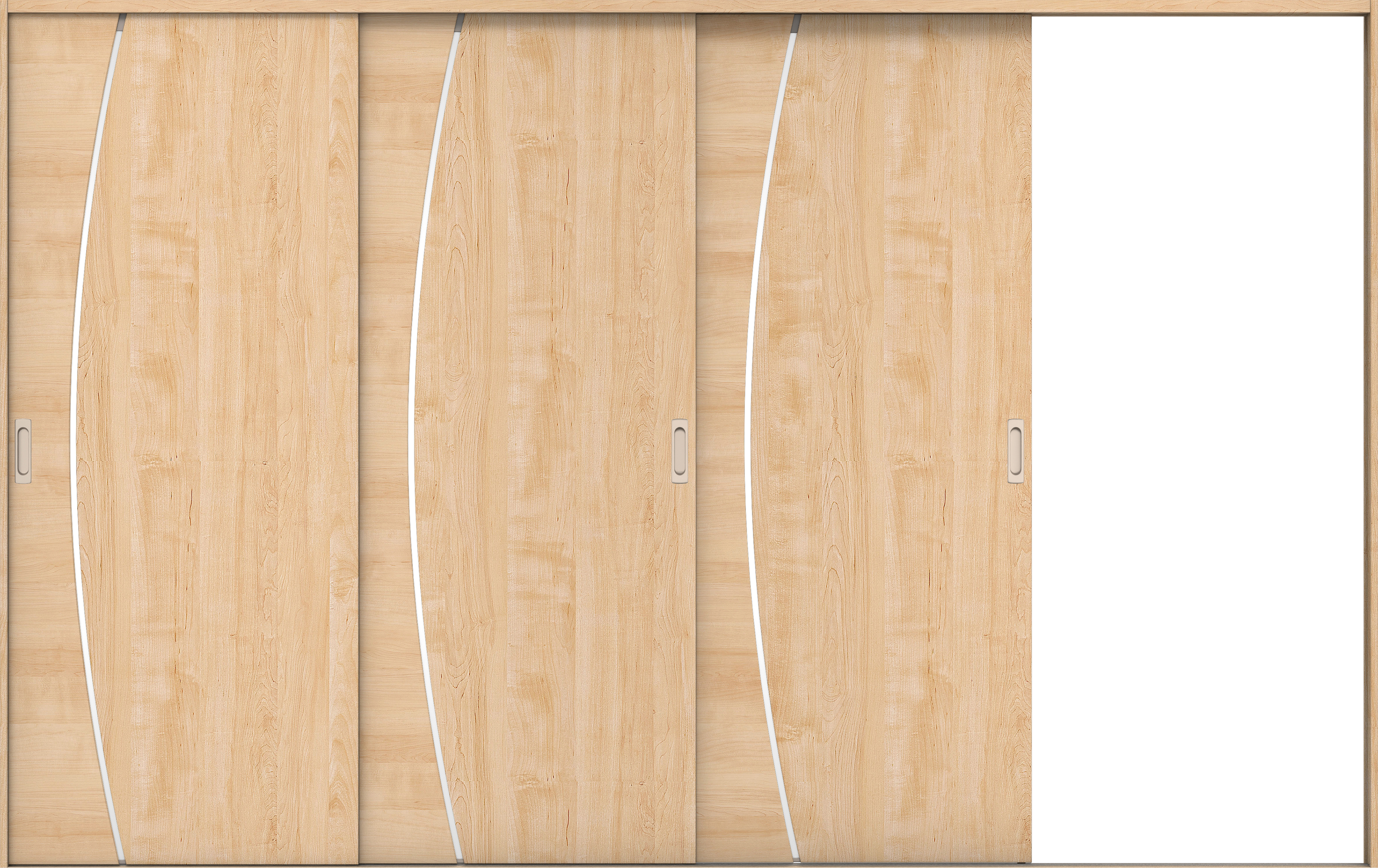 リビングドア　イエリア　引戸・３枚片引　扉セット　Ｋ４デザイン　３２２９幅用　２０００高　〈ミルベージュ柄〉　右引用　錠なし　ラクラクローズ付