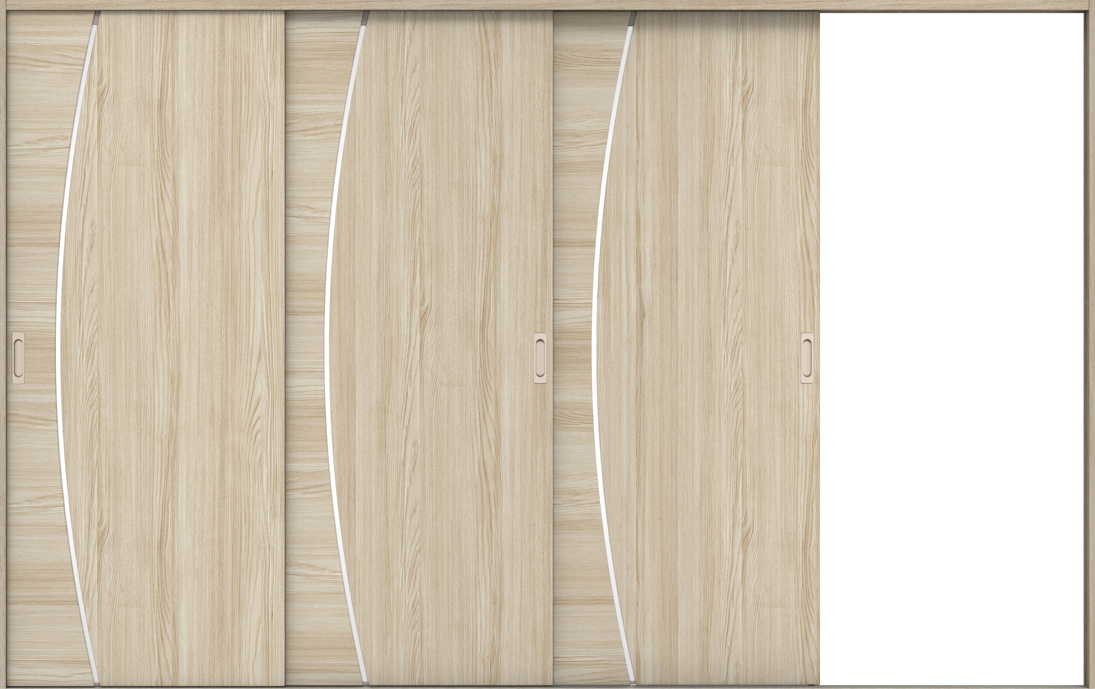 リビングドア　イエリア　引戸・３枚片引　扉セット　Ｋ４デザイン　３２２９幅用　２０００高　〈ソフトグレージュ柄〉　右引用　錠なし　ラクラクローズ付