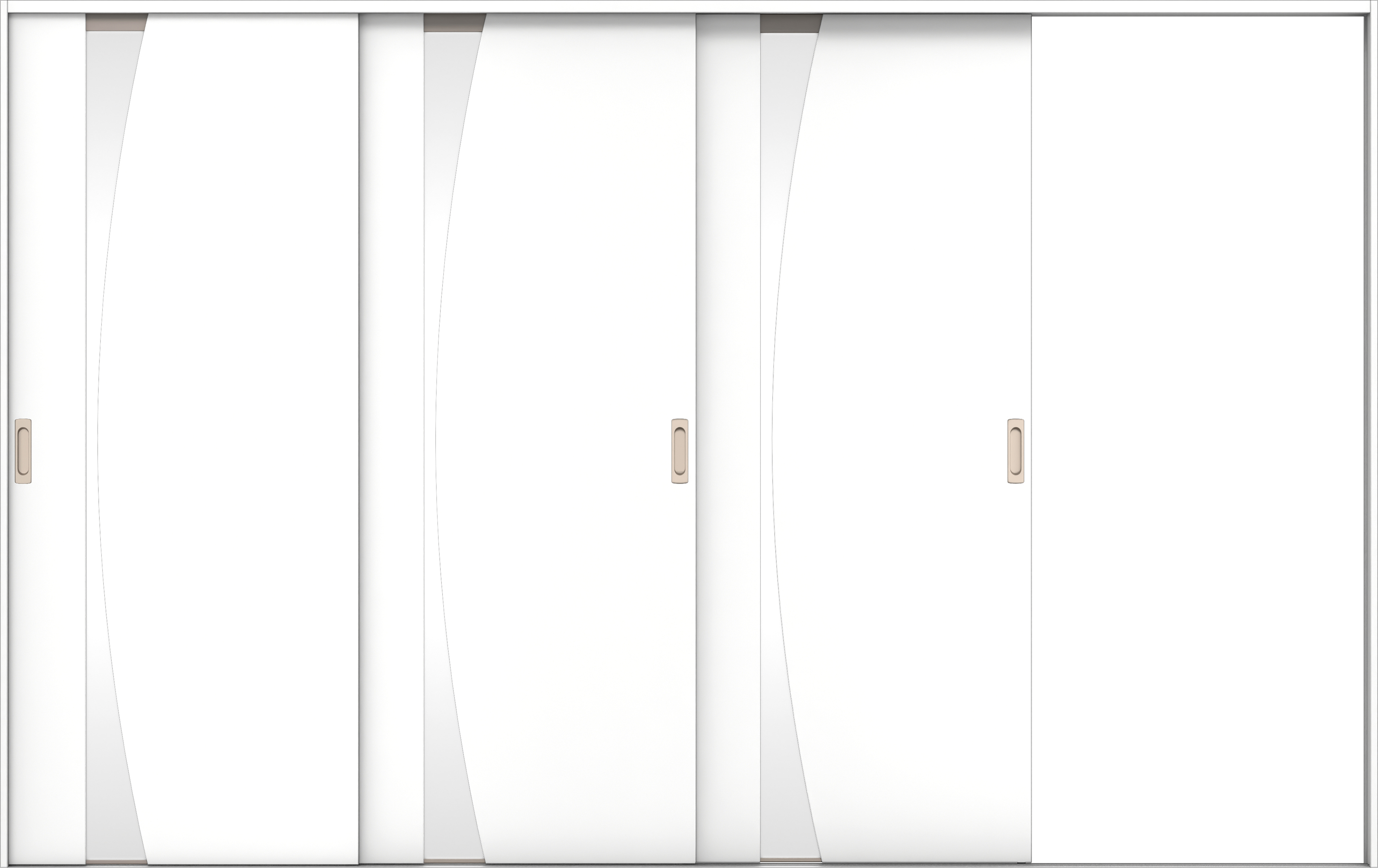 リビングドア　イエリア　引戸・３枚片引　扉セット　Ｋ５デザイン　３２２９幅用　２０００高　〈パウダーホワイト柄〉　右引用　錠なし　ラクラクローズ付