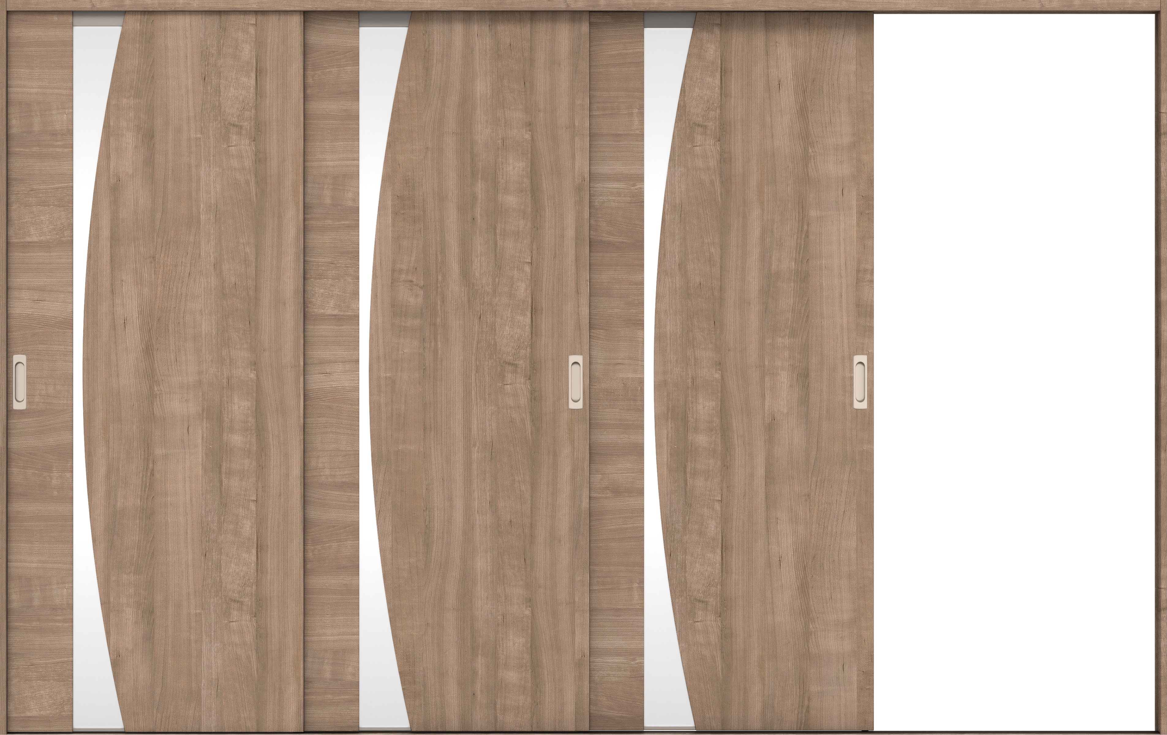 リビングドア　イエリア　引戸・３枚片引　扉セット　Ｋ５デザイン　３２２９幅用　２０００高　〈トープグレー柄〉　右引用　錠なし　ラクラクローズ付