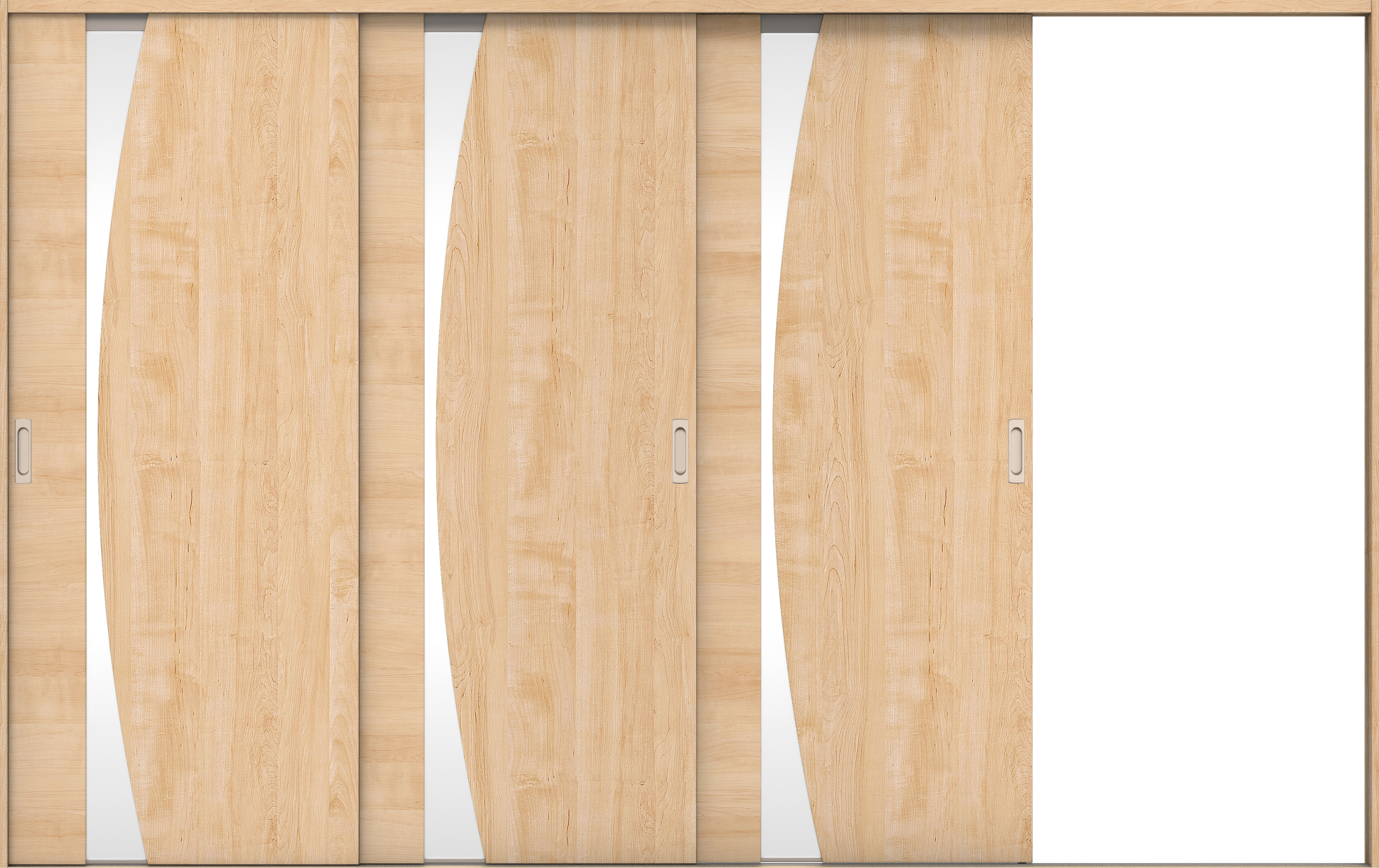 リビングドア　イエリア　引戸・３枚片引　扉セット　Ｋ５デザイン　３２２９幅用　２０００高　〈ミルベージュ柄〉　右引用　錠なし　ラクラクローズ付