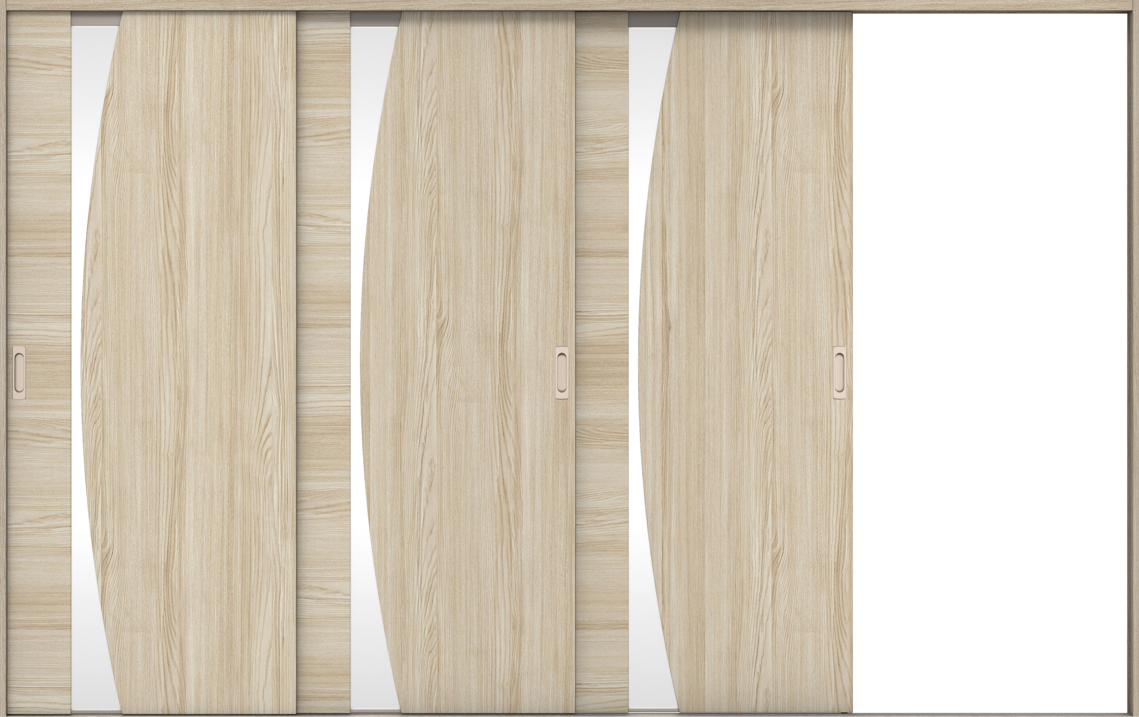 リビングドア　イエリア　引戸・３枚片引　扉セット　Ｋ５デザイン　３２２９幅用　２０００高　〈ソフトグレージュ柄〉　右引用　錠なし　ラクラクローズ付