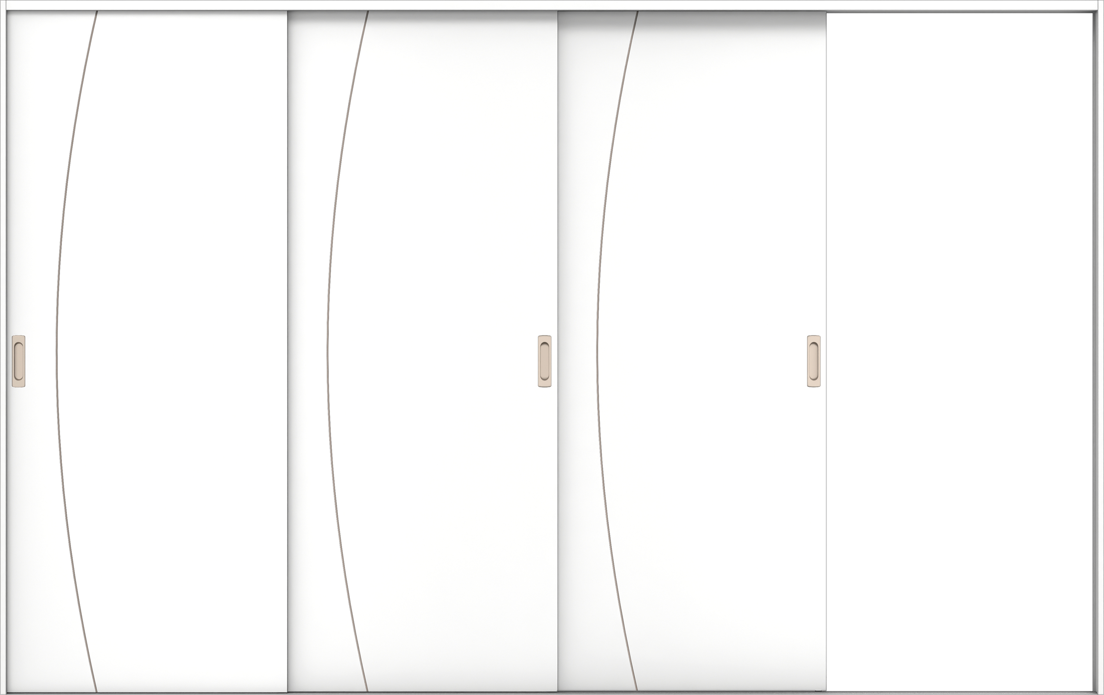 リビングドア　イエリア　引戸・３枚片引　扉セット　Ｋ６デザイン　３２２９幅用　２０００高　〈パウダーホワイト柄〉　右引用　錠なし　ラクラクローズ付