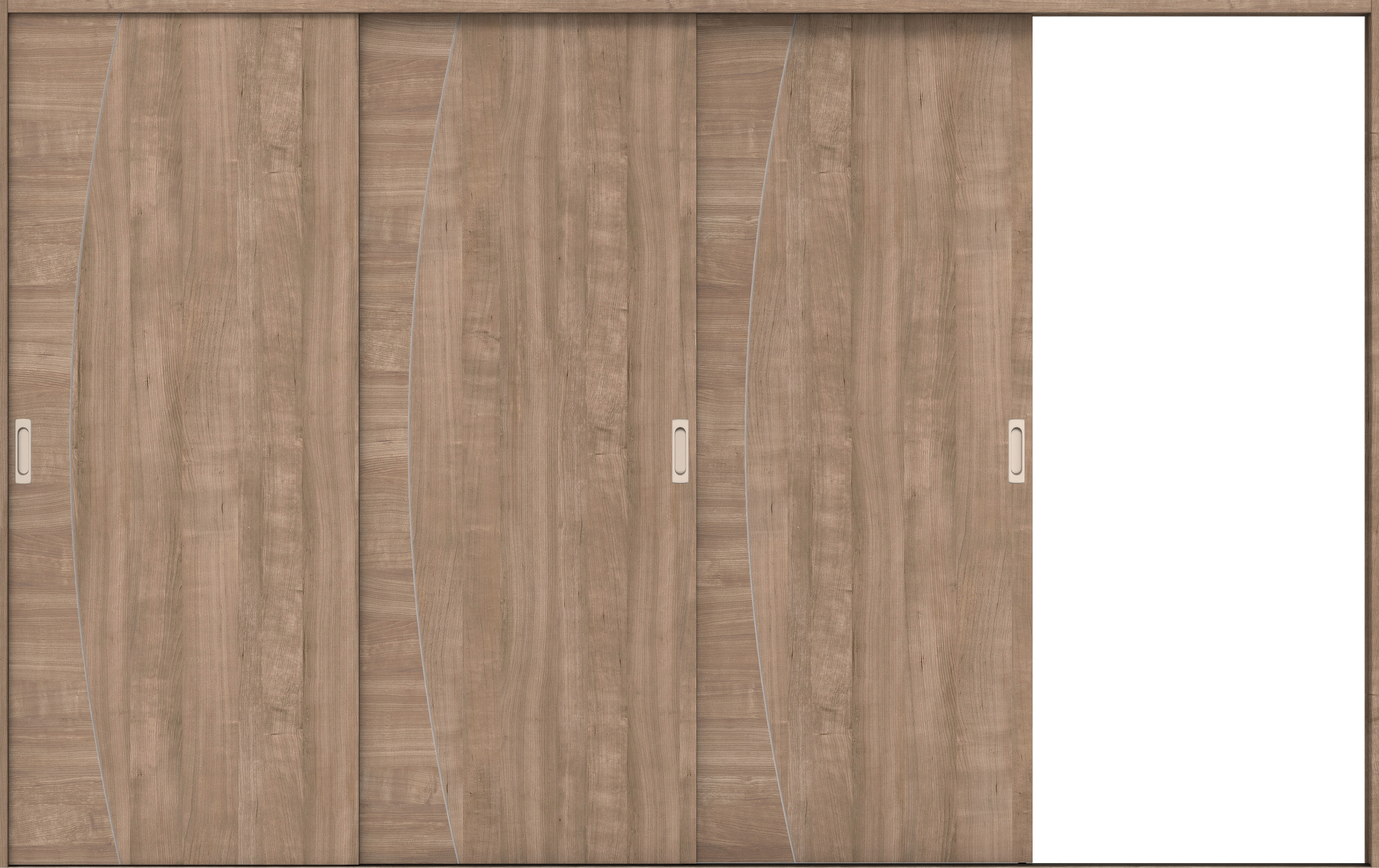 リビングドア　イエリア　引戸・３枚片引　扉セット　Ｋ６デザイン　３２２９幅用　２０００高　〈トープグレー柄〉　右引用　錠なし　ラクラクローズ付