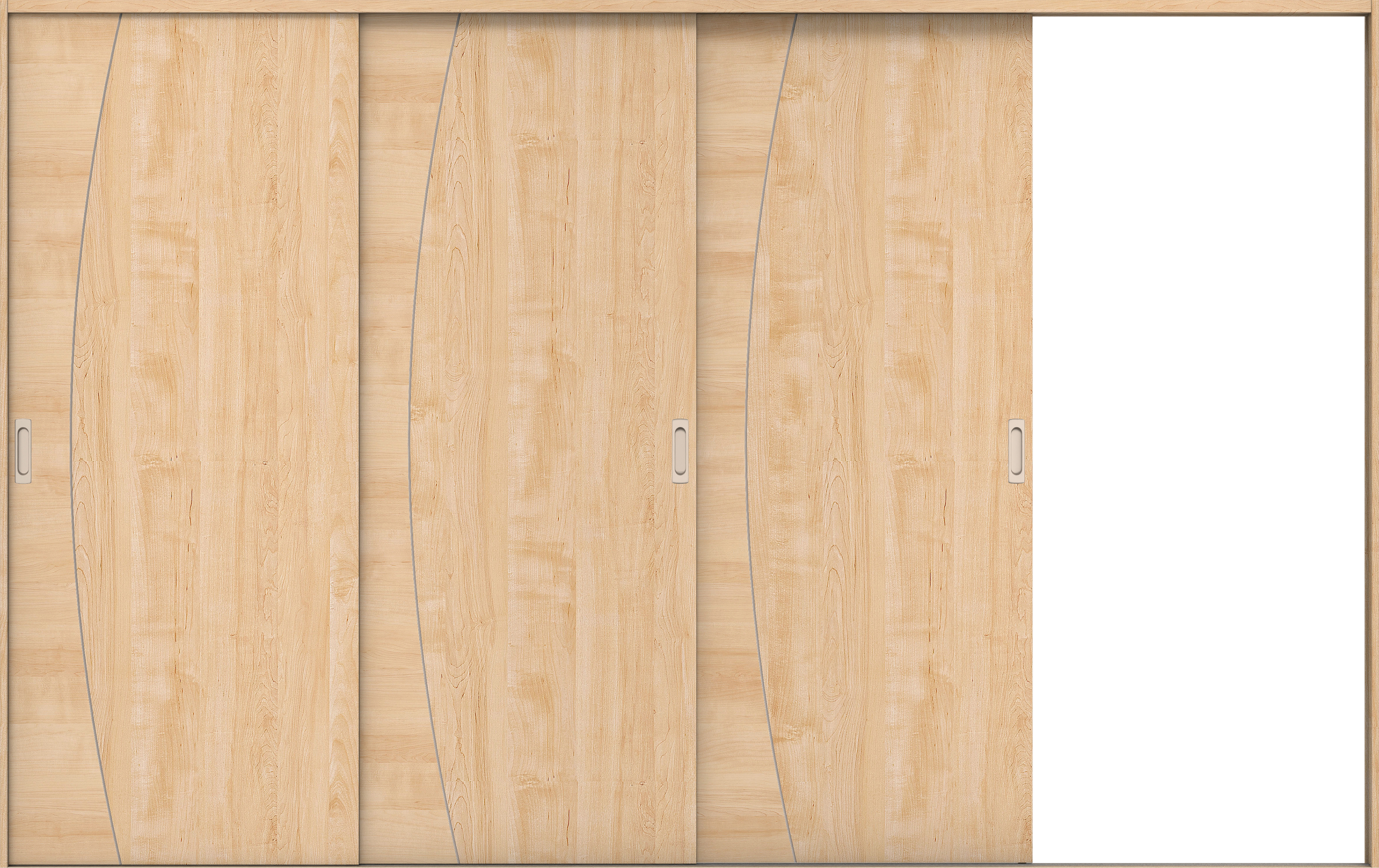 リビングドア　イエリア　引戸・３枚片引　扉セット　Ｋ６デザイン　３２２９幅用　２０００高　〈ミルベージュ柄〉　右引用　錠なし　ラクラクローズ付