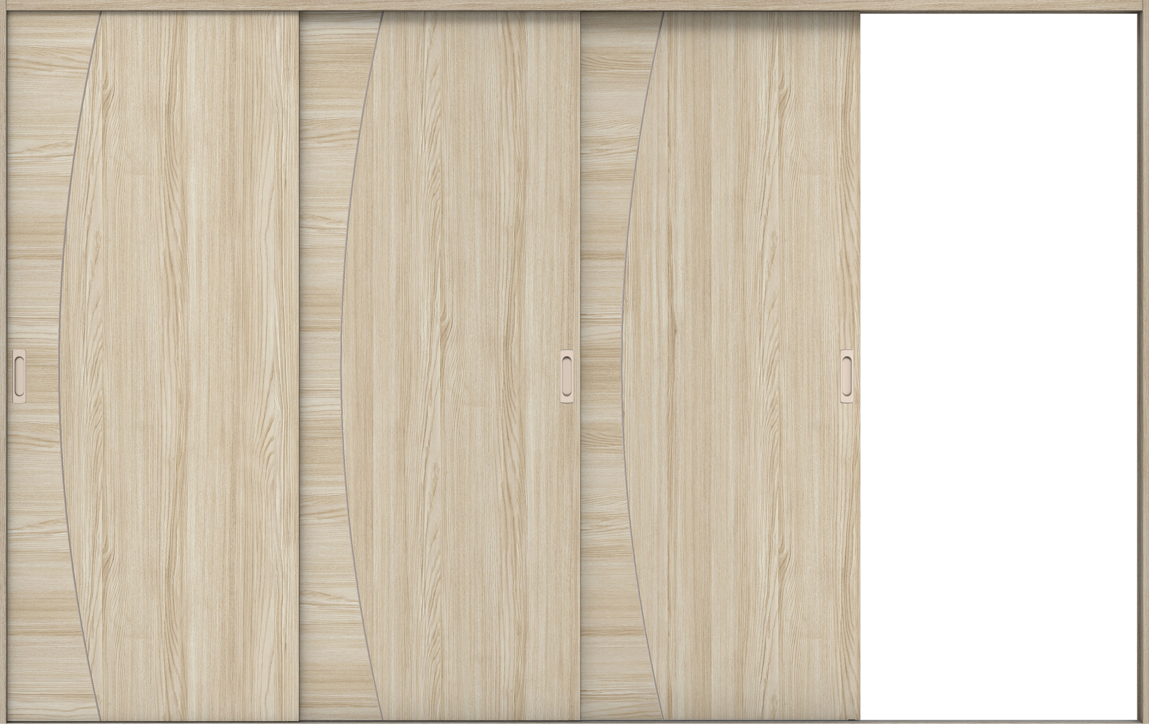 リビングドア　イエリア　引戸・３枚片引　扉セット　Ｋ６デザイン　３２２９幅用　２０００高　〈ソフトグレージュ柄〉　右引用　錠なし　ラクラクローズ付