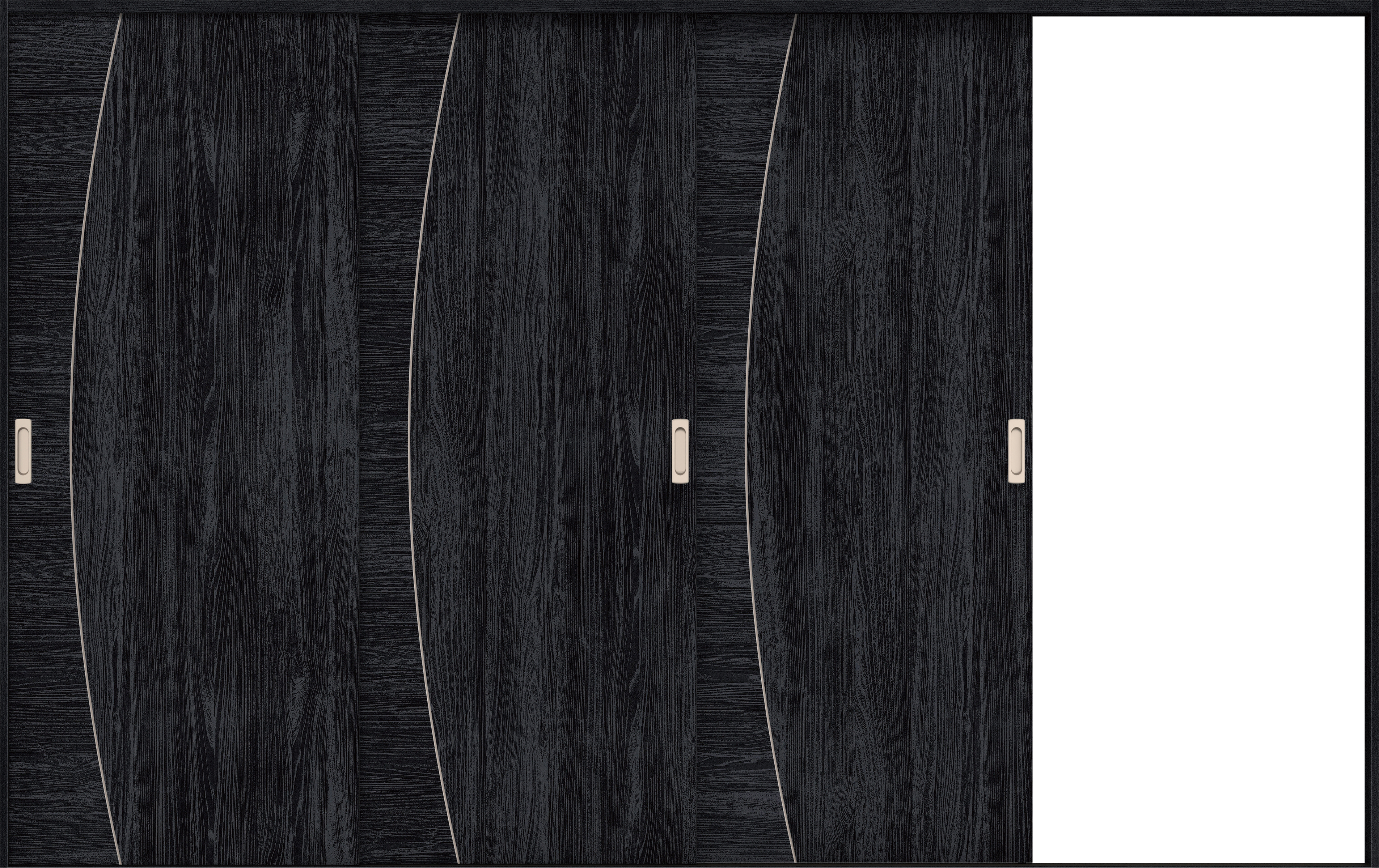 リビングドア　イエリア　引戸・３枚片引　扉セット　Ｋ６デザイン　３２２９幅用　２０００高　〈モスブラック柄〉　右引用　錠なし　ラクラクローズ付