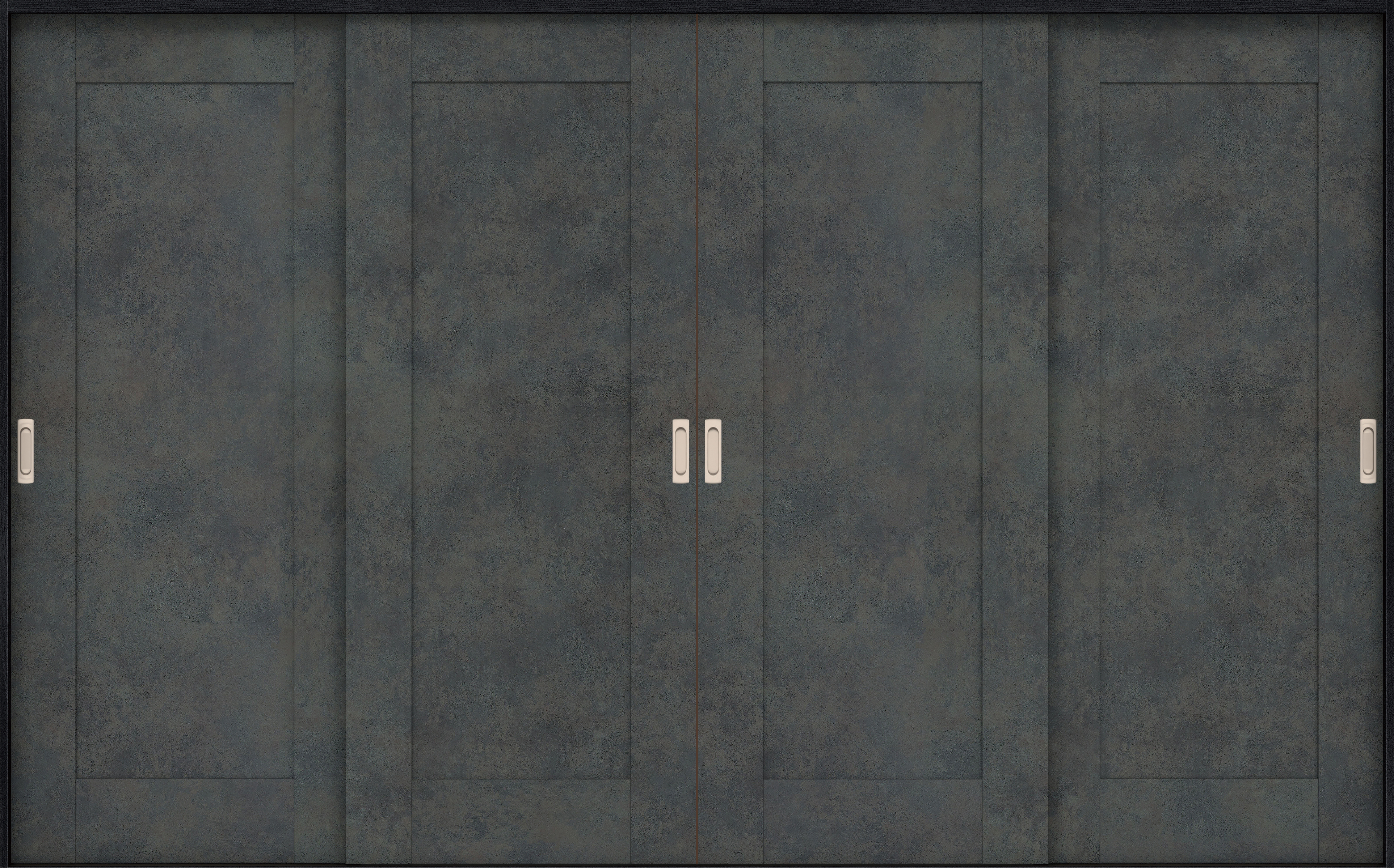 リビングドア　イエリア　引戸・４枚引違　扉セット　３８デザイン　３２６６幅用　２０００高　〈アイアンブラック柄〉　左右兼用　錠なし　ラクラクローズ付