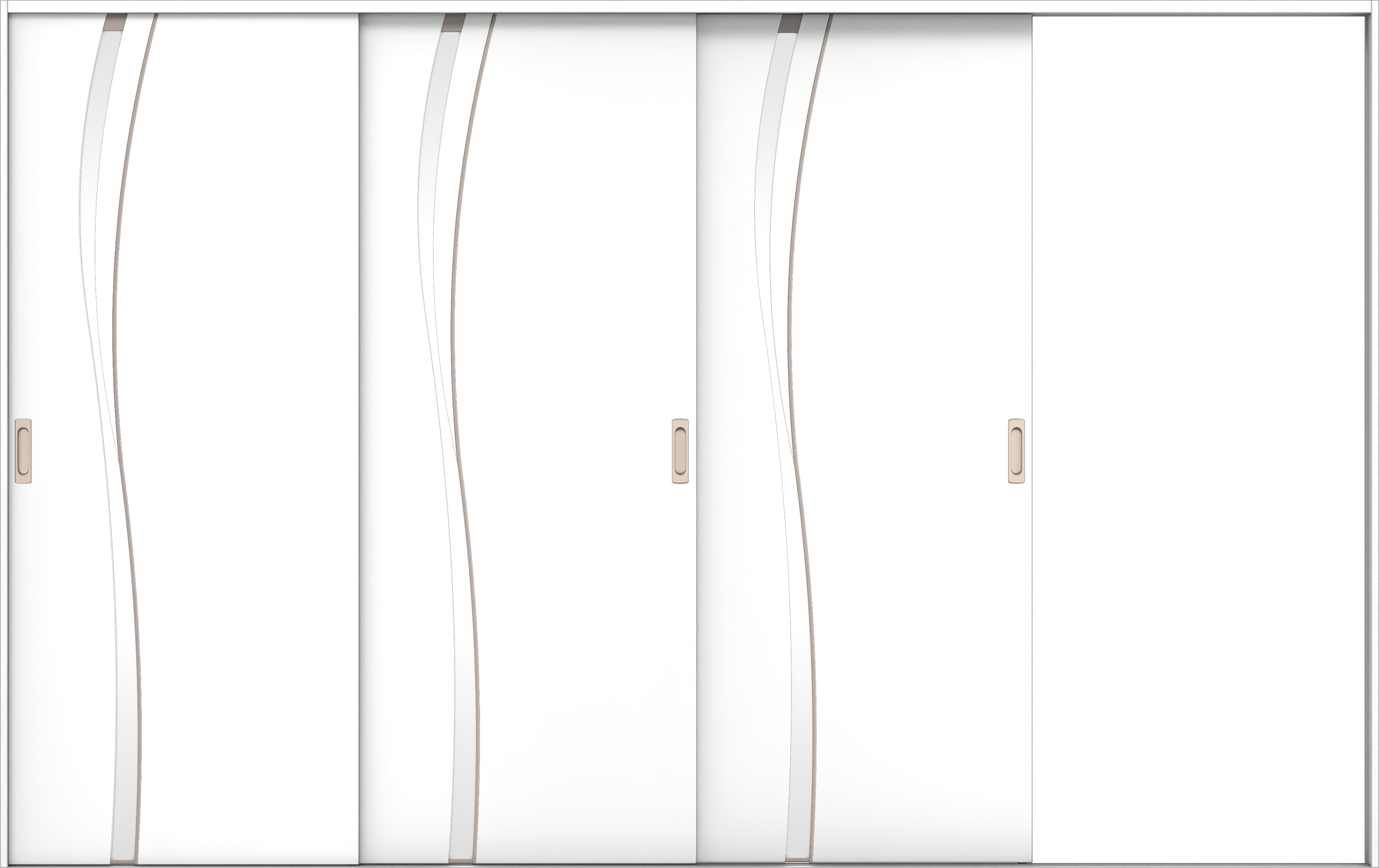 リビングドア　イエリア　引戸・３枚片引　扉セット　Ｋ７デザイン　３２２９幅用　２０００高　〈パウダーホワイト柄〉　右引用　錠なし　ラクラクローズ付