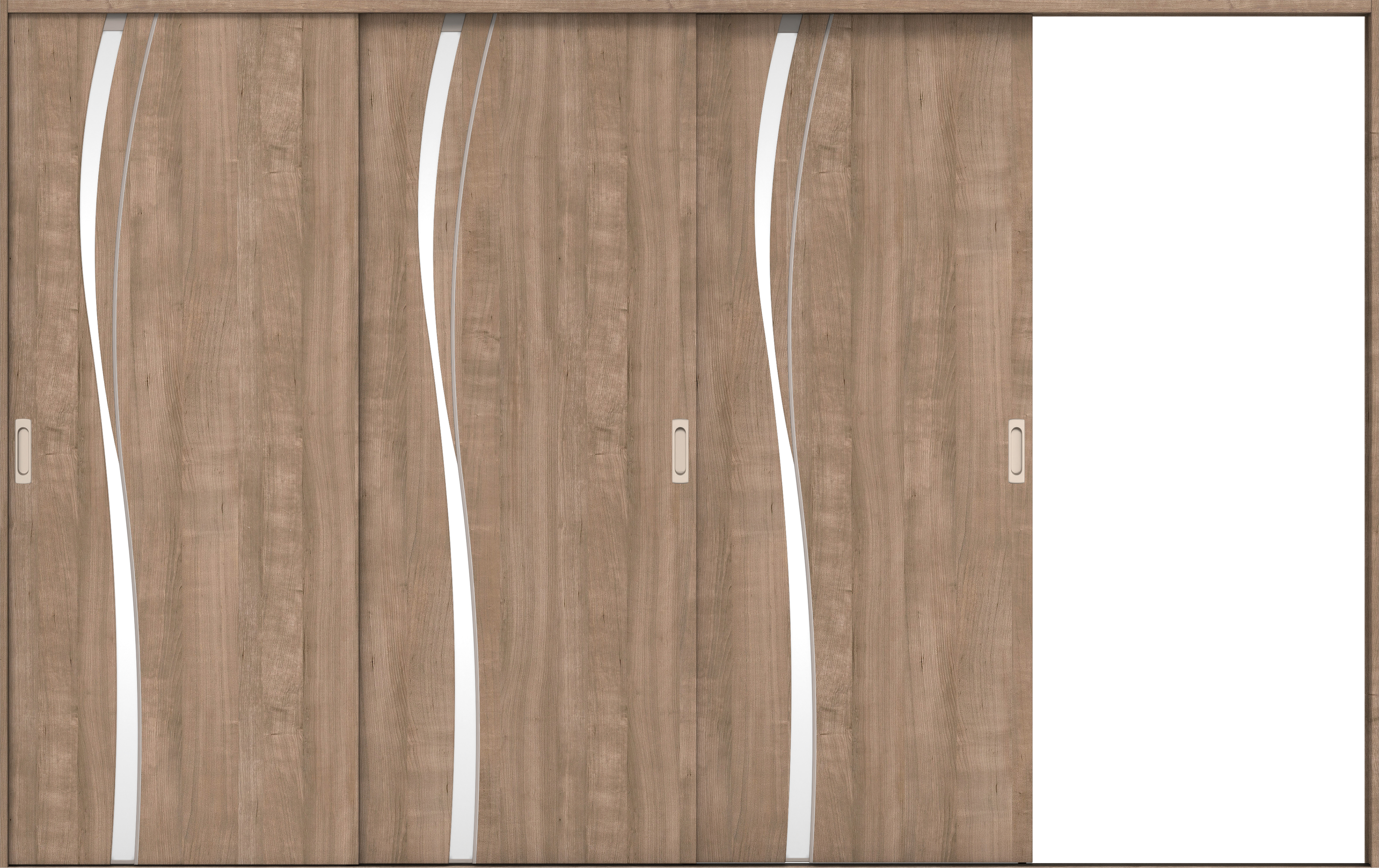 リビングドア　イエリア　引戸・３枚片引　扉セット　Ｋ７デザイン　３２２９幅用　２０００高　〈トープグレー柄〉　右引用　錠なし　ラクラクローズ付