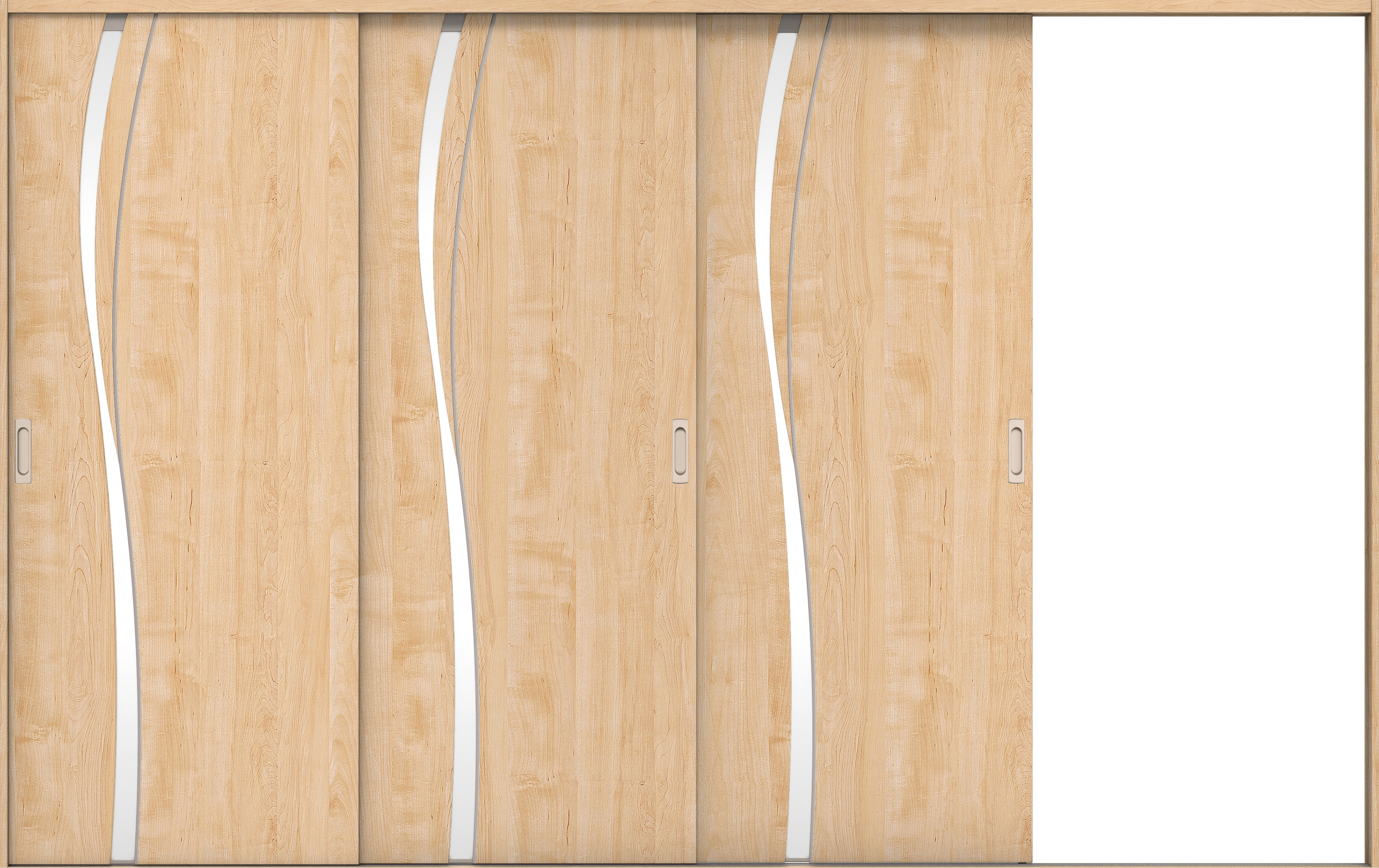 リビングドア　イエリア　引戸・３枚片引　扉セット　Ｋ７デザイン　３２２９幅用　２０００高　〈ミルベージュ柄〉　右引用　錠なし　ラクラクローズ付