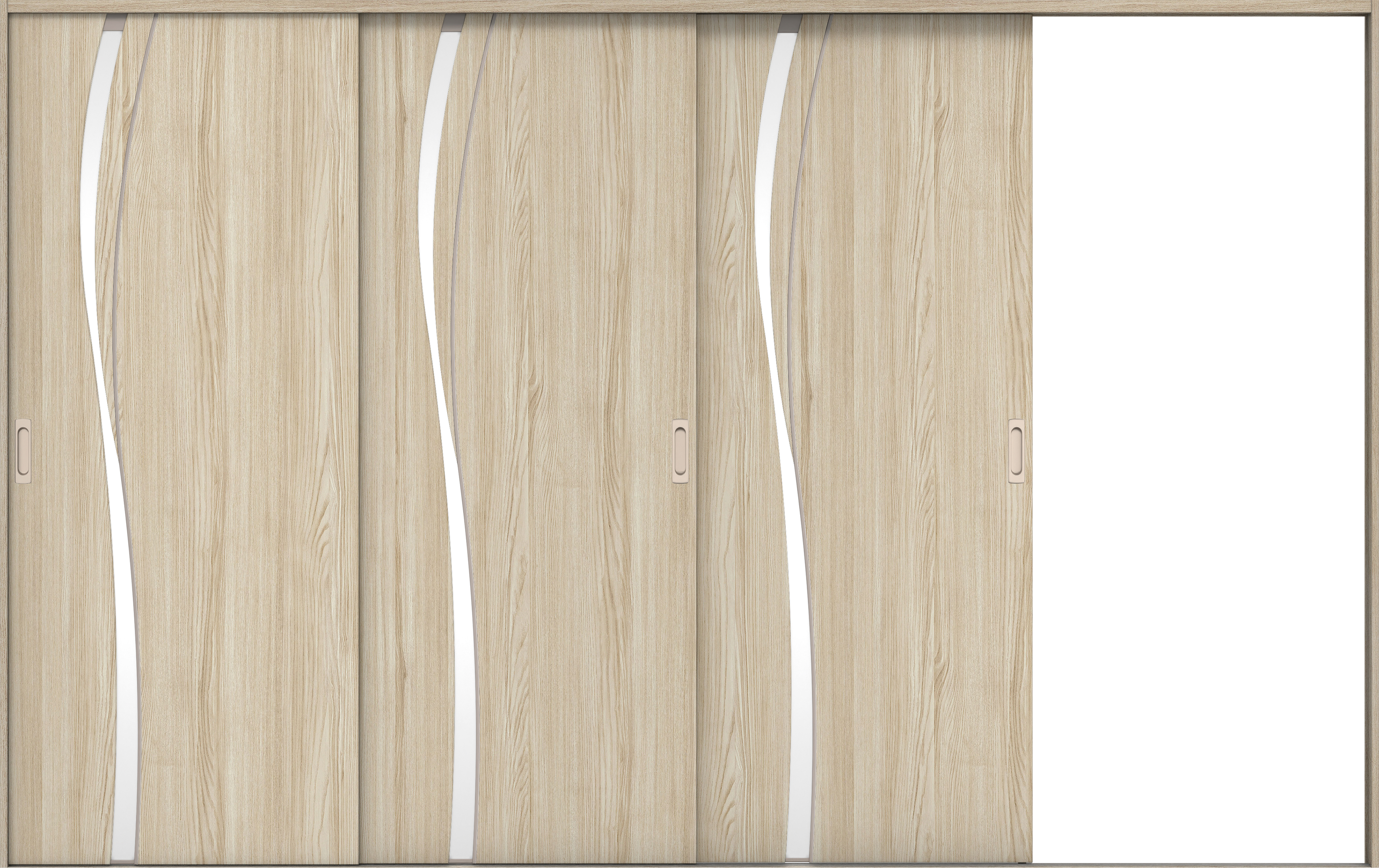 リビングドア　イエリア　引戸・３枚片引　扉セット　Ｋ７デザイン　３２２９幅用　２０００高　〈ソフトグレージュ柄〉　右引用　錠なし　ラクラクローズ付