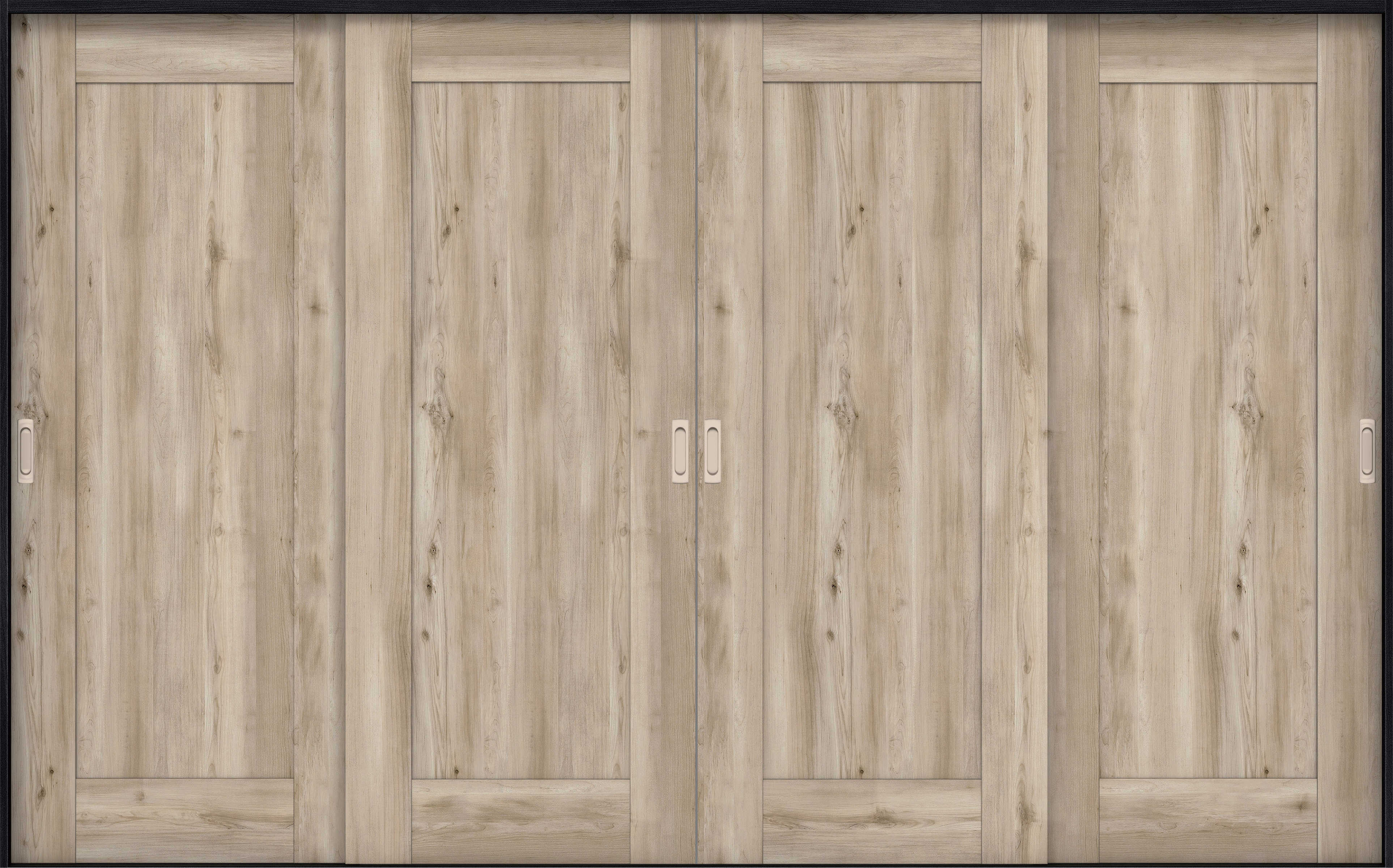 リビングドア　イエリア　引戸・４枚引違　扉セット　３８デザイン　３２６６幅用　２０００高　〈スモークグレー柄〉　左右兼用　錠なし　ラクラクローズ付