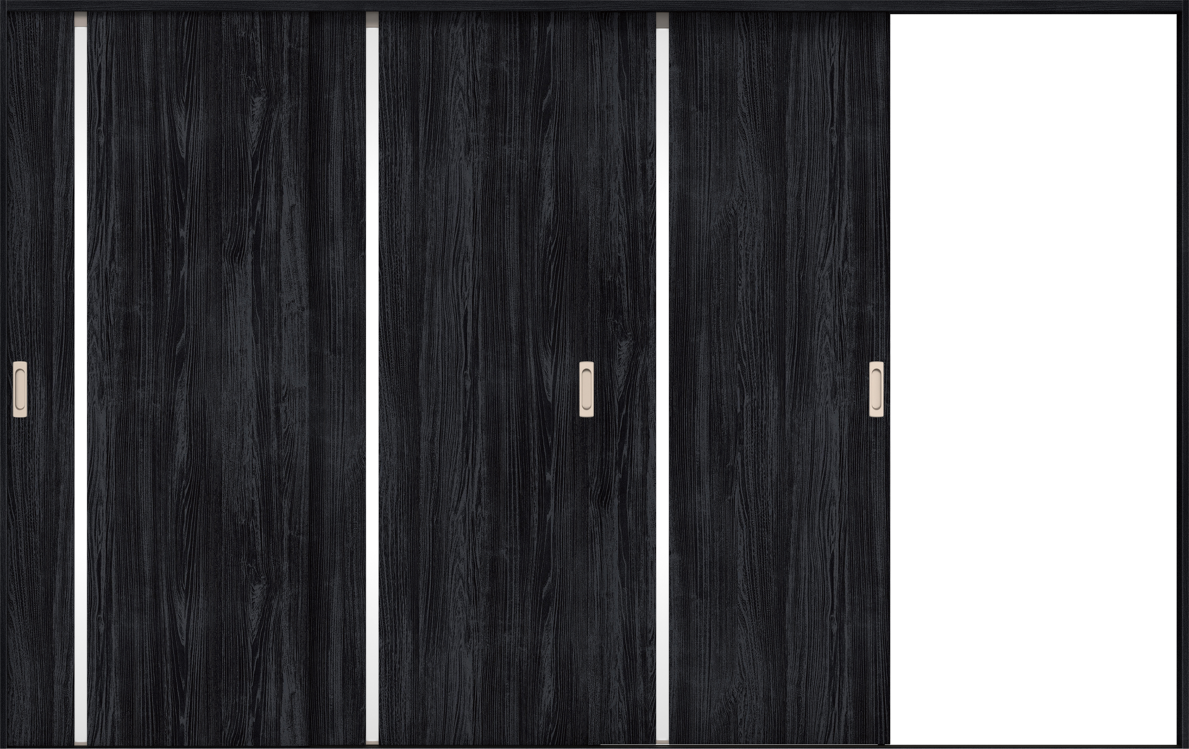 リビングドア　イエリア　引戸・３枚片引　扉セット　Ｌ９デザイン　３２２９幅用　２０００高　〈モスブラック柄〉　右引用　錠なし　ラクラクローズ付