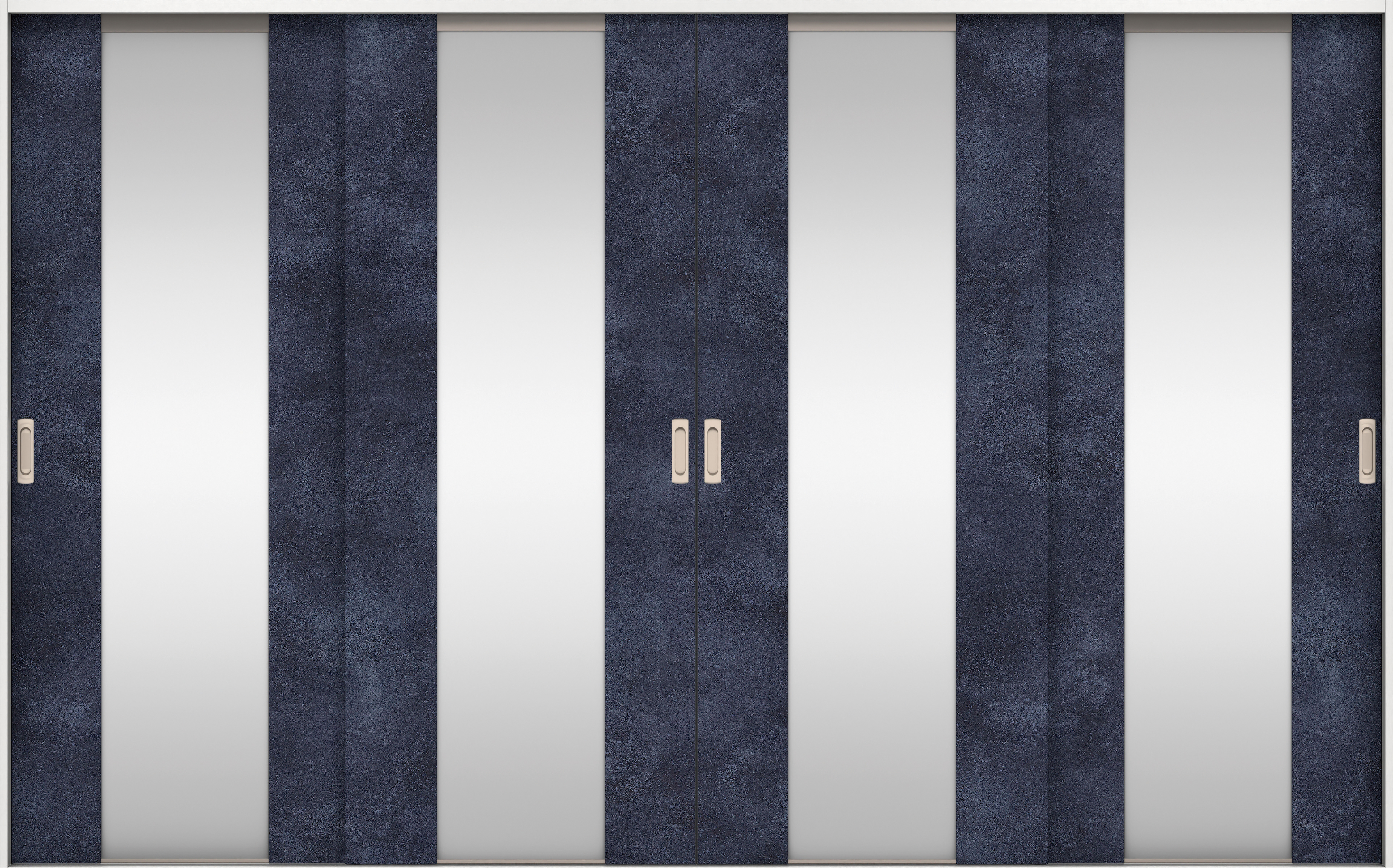 リビングドア　イエリア　引戸・４枚引違　扉セット　４Ｐデザイン　３２６６幅用　２０００高　〈コバルトブルー柄〉　左右兼用　錠なし　ラクラクローズ付