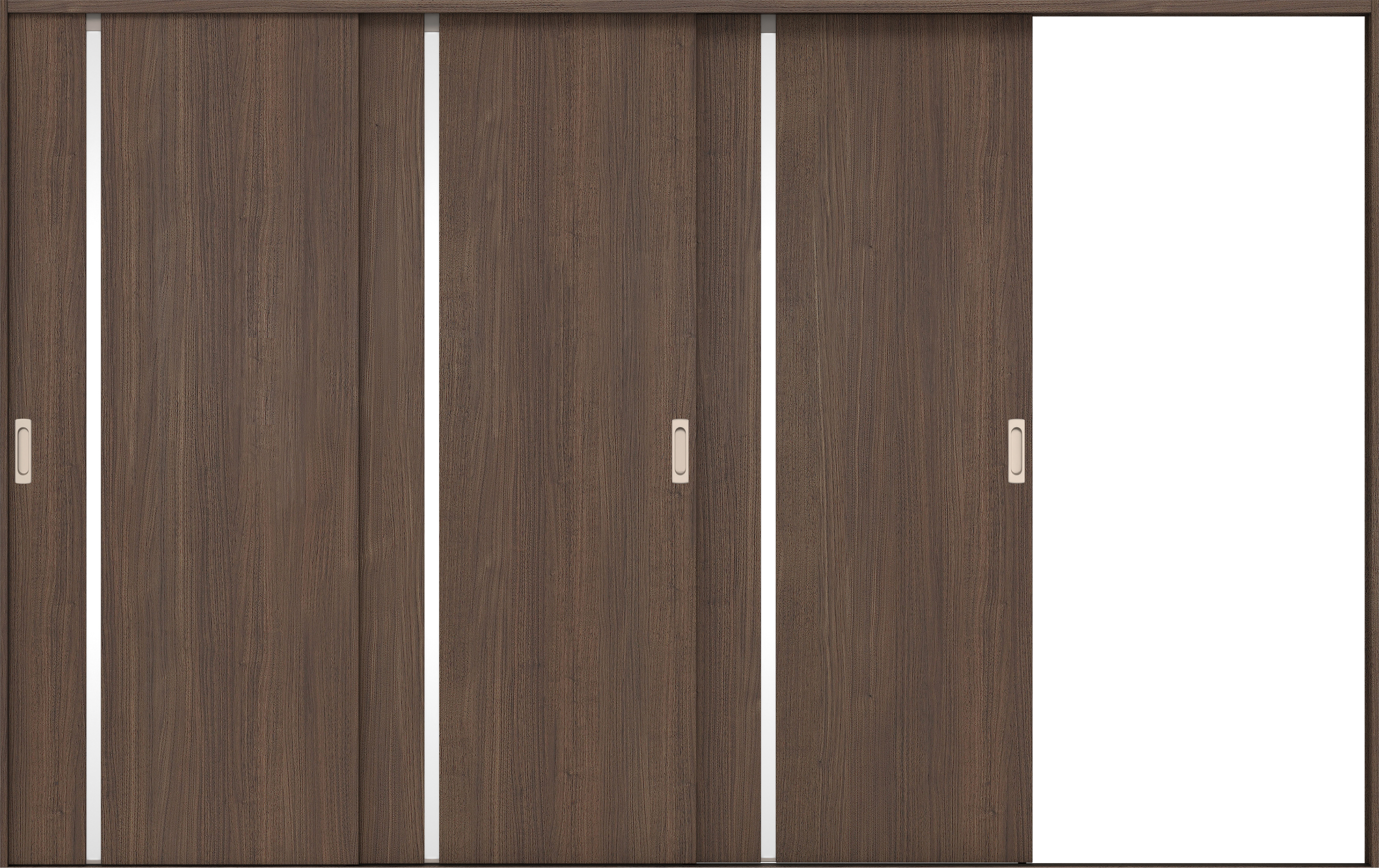 リビングドア　イエリア　引戸・３枚片引　扉セット　Ｌ９デザイン　３２２９幅用　２０００高　〈ダルブラウン柄〉　右引用　錠なし　ラクラクローズ付