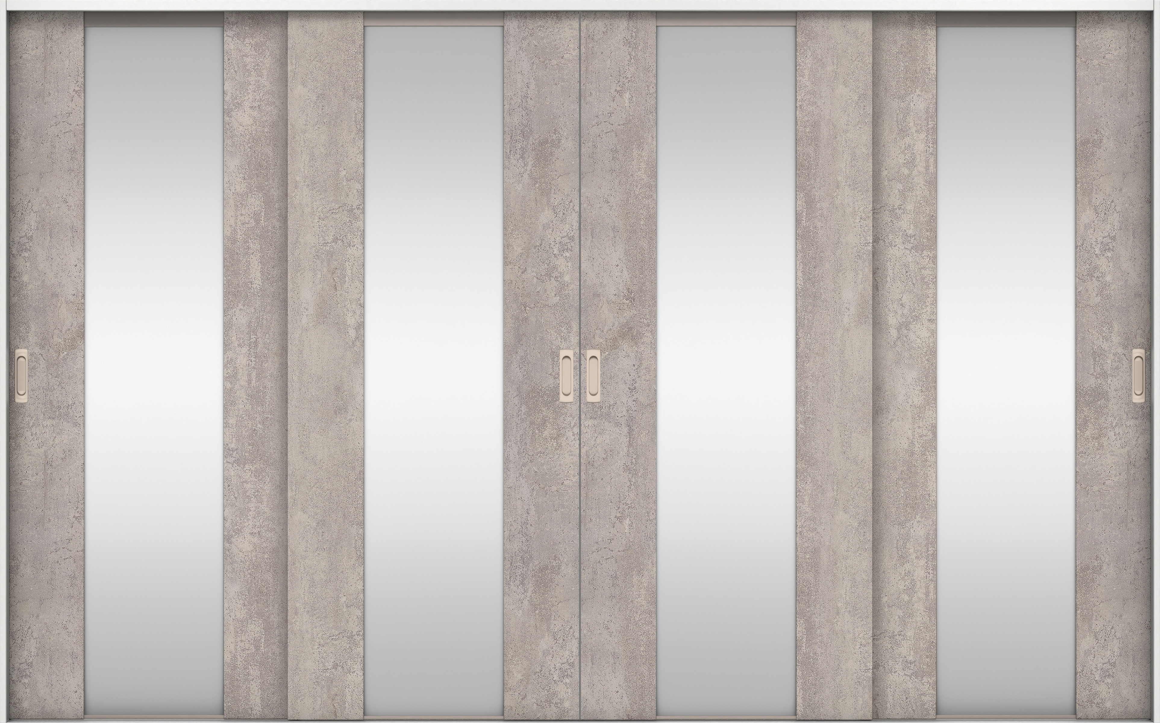 リビングドア　イエリア　引戸・４枚引違　扉セット　４Ｐデザイン　３２６６幅用　２０００高　〈コンクリートグレー柄〉　左右兼用　錠なし　ラクラクローズ付