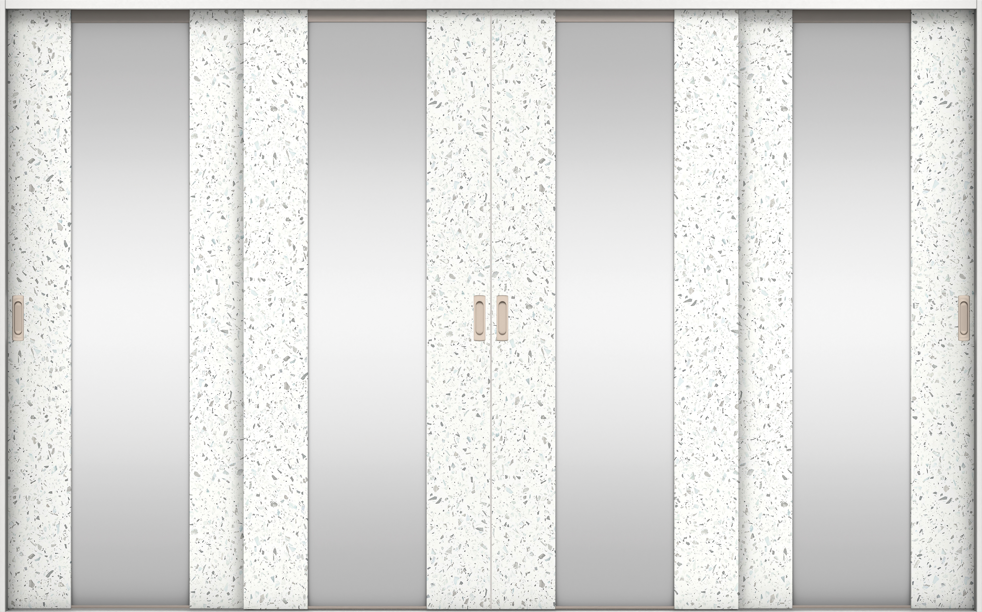 リビングドア　イエリア　引戸・４枚引違　扉セット　４Ｐデザイン　３２６６幅用　２０００高　〈テラゾホワイト柄〉　左右兼用　錠なし　ラクラクローズ付