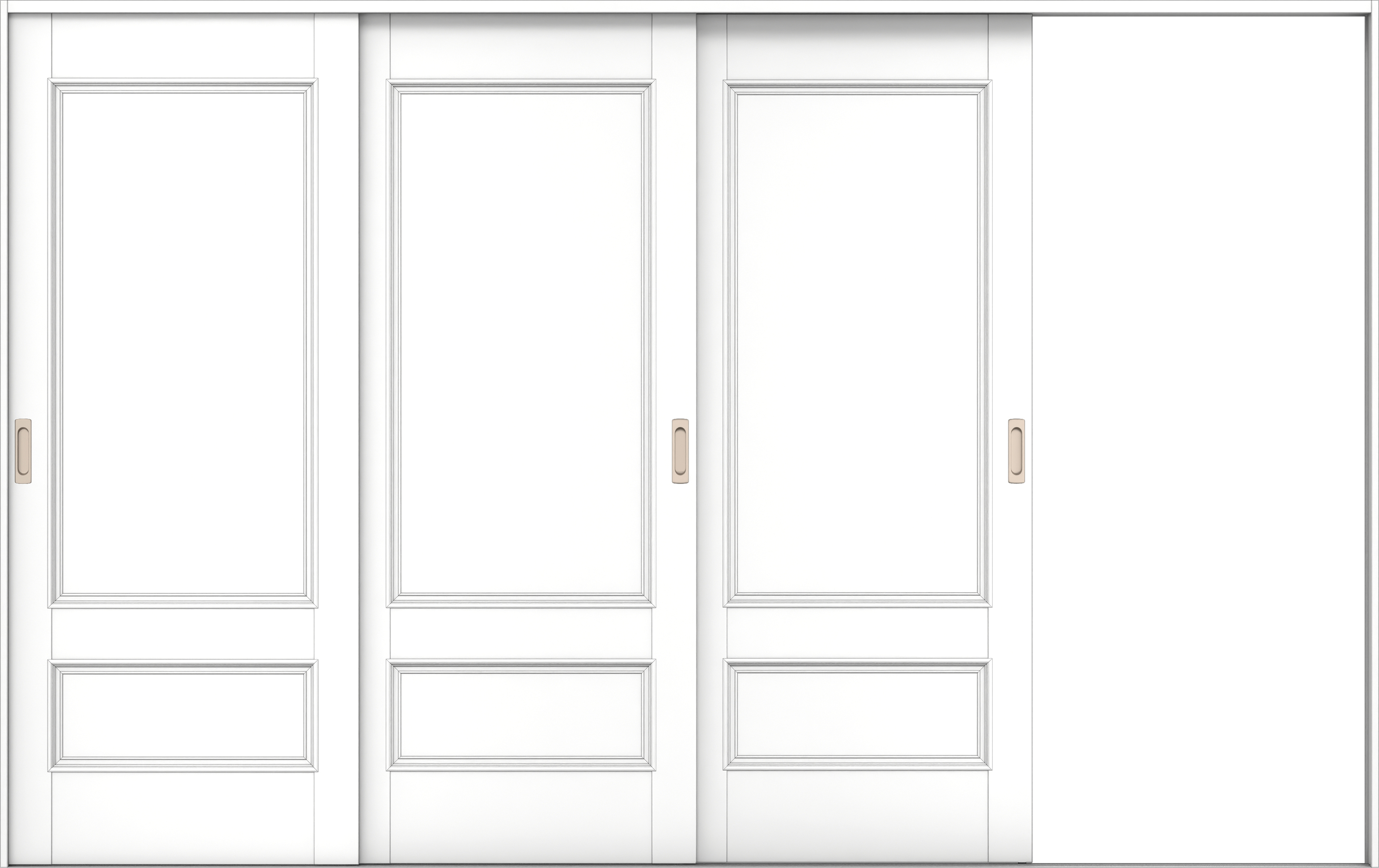 リビングドア　イエリア　引戸・３枚片引　扉セット　Ｍ１デザイン　３２２９幅用　２０００高　〈パウダーホワイト柄〉　右引用　錠なし　ラクラクローズ付