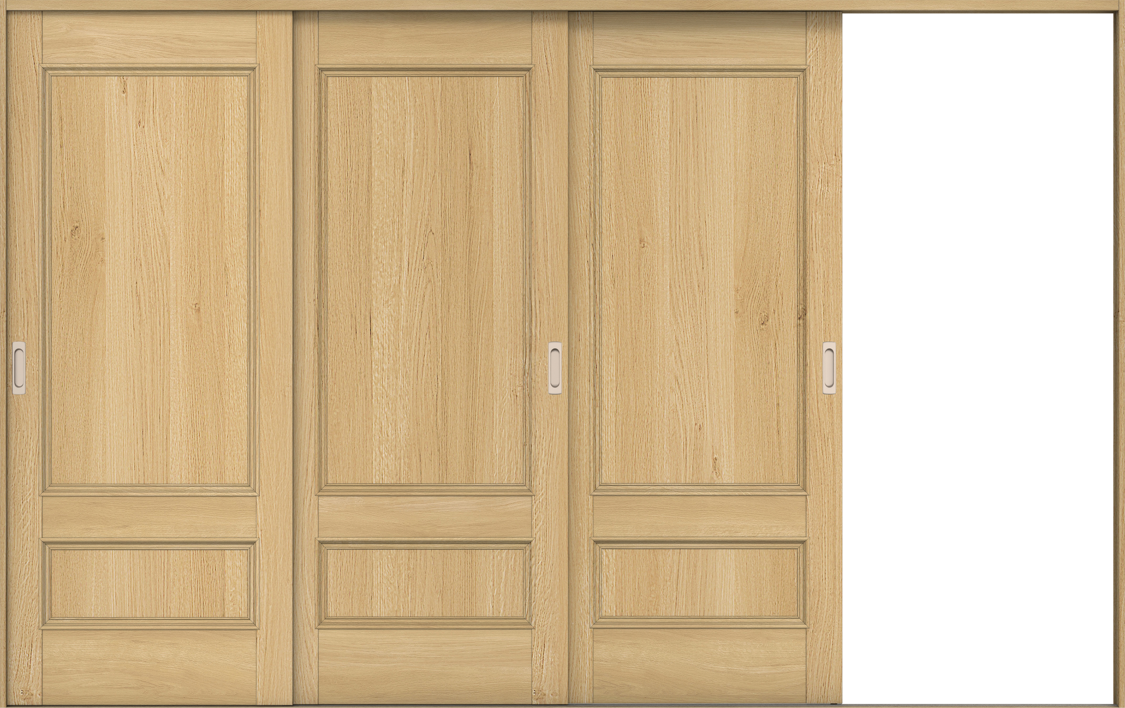 リビングドア　イエリア　引戸・３枚片引　扉セット　Ｍ１デザイン　３２２９幅用　２０００高　〈ライトオーカー柄〉　右引用　錠なし　ラクラクローズ付