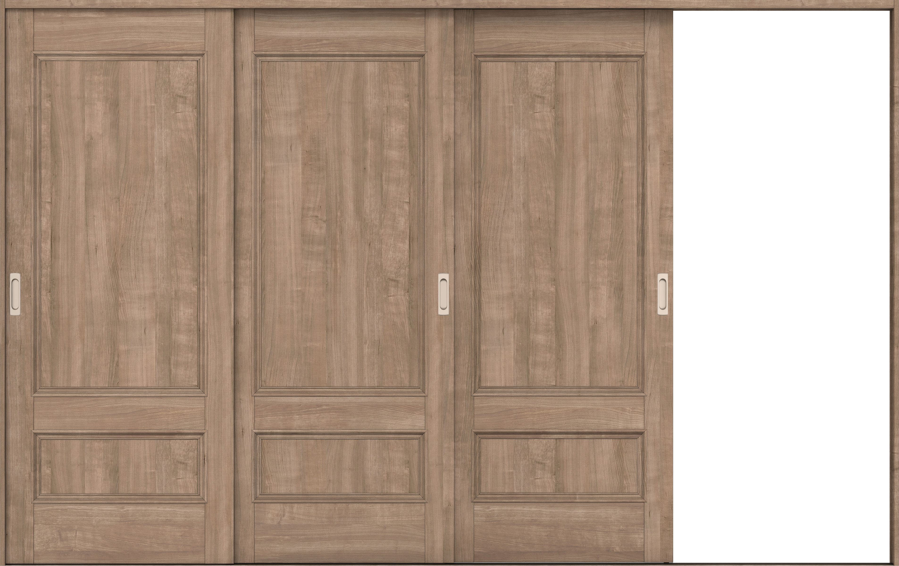 リビングドア　イエリア　引戸・３枚片引　扉セット　Ｍ１デザイン　３２２９幅用　２０００高　〈トープグレー柄〉　右引用　錠なし　ラクラクローズ付