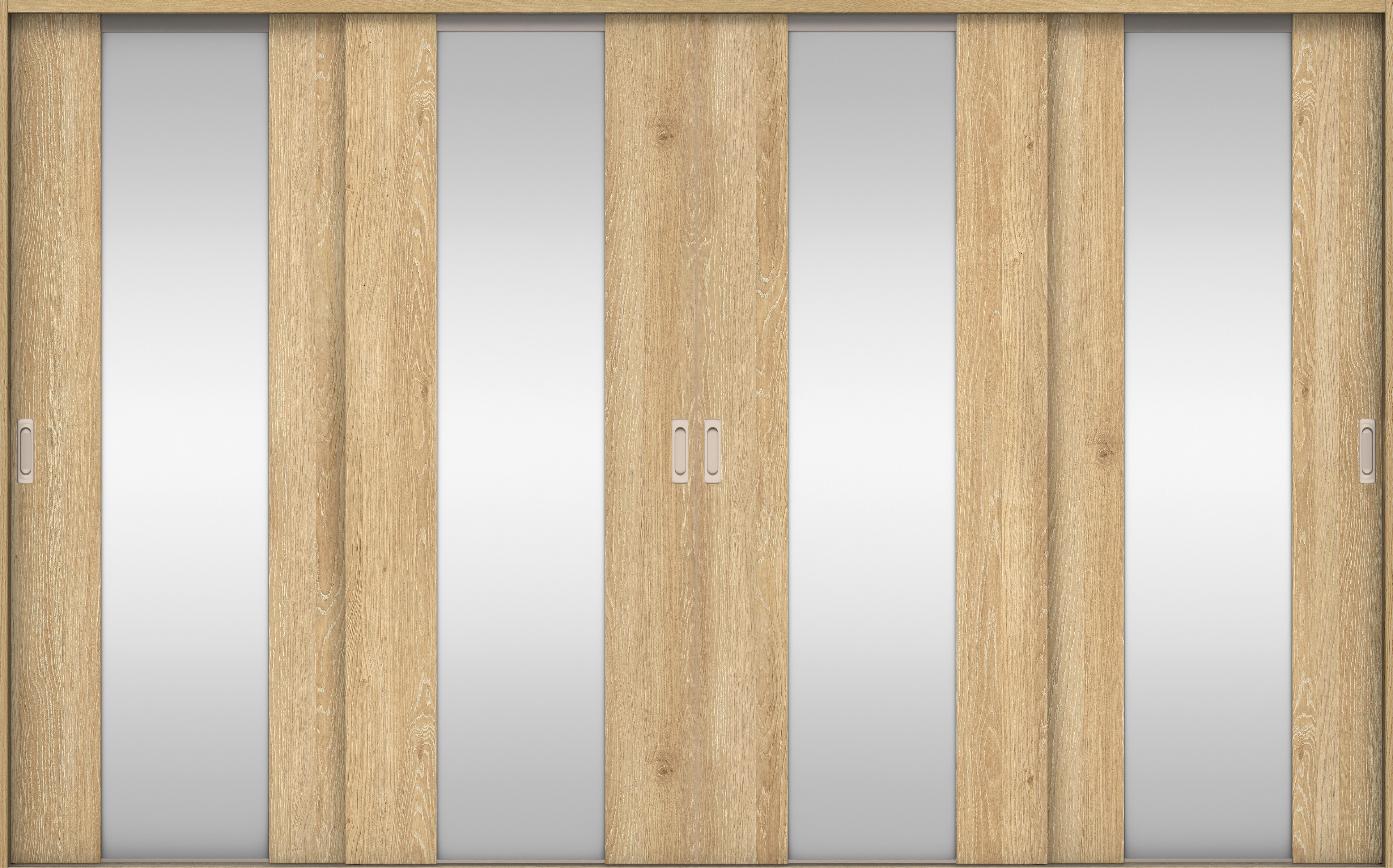 リビングドア　イエリア　引戸・４枚引違　扉セット　４Ｐデザイン　３２６６幅用　２０００高　〈ミルキーオーカー柄〉　左右兼用　錠なし　ラクラクローズ付