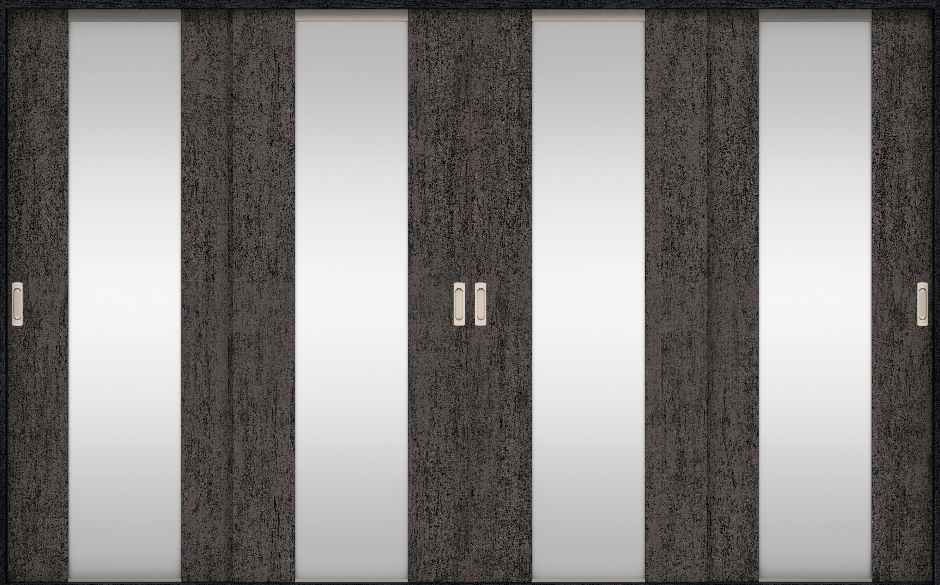 リビングドア　イエリア　引戸・４枚引違　扉セット　４Ｐデザイン　３２６６幅用　２０００高　〈ドライブラック柄〉　左右兼用　錠なし　ラクラクローズ付