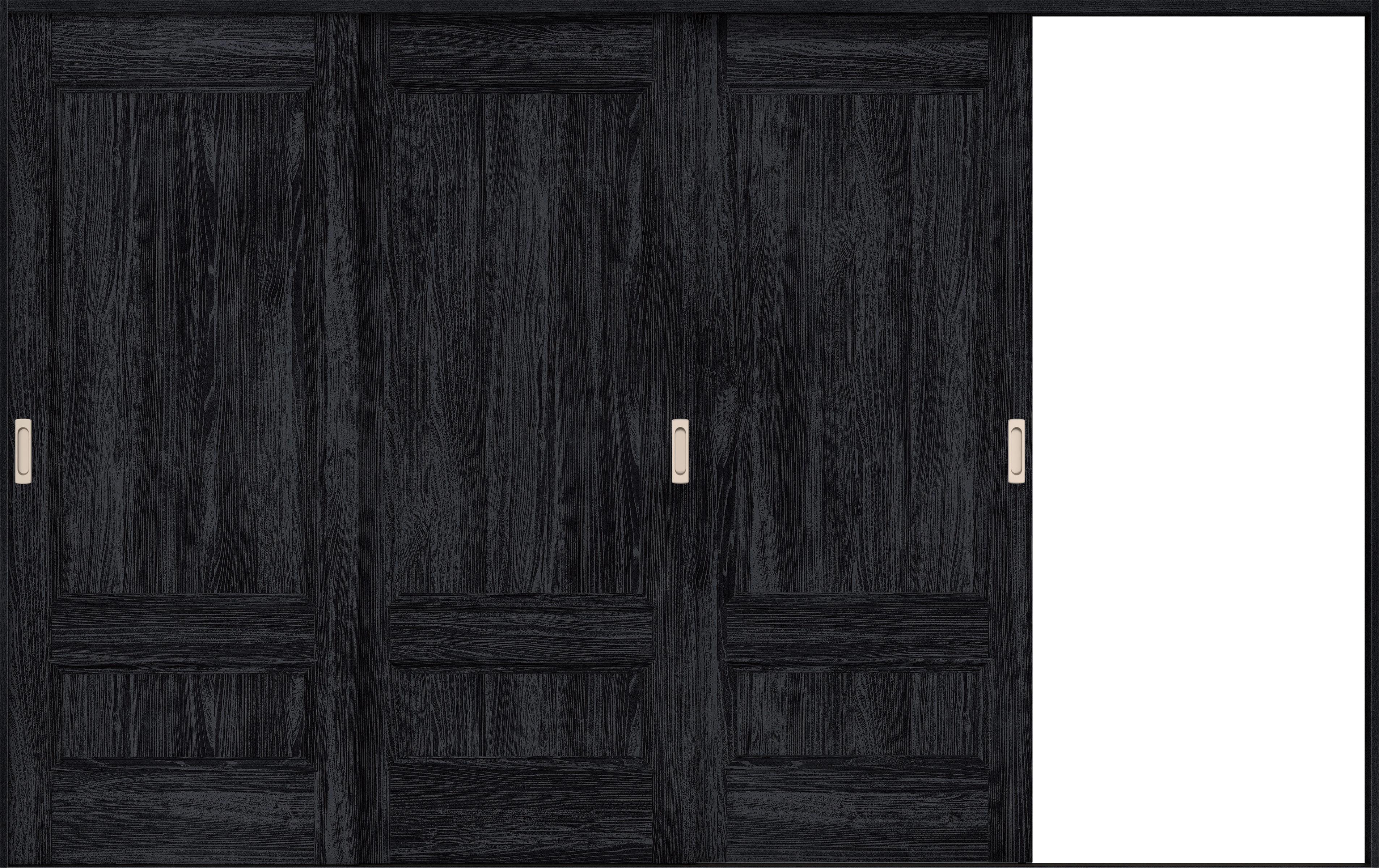 リビングドア　イエリア　引戸・３枚片引　扉セット　Ｍ１デザイン　３２２９幅用　２０００高　〈モスブラック柄〉　右引用　錠なし　ラクラクローズ付