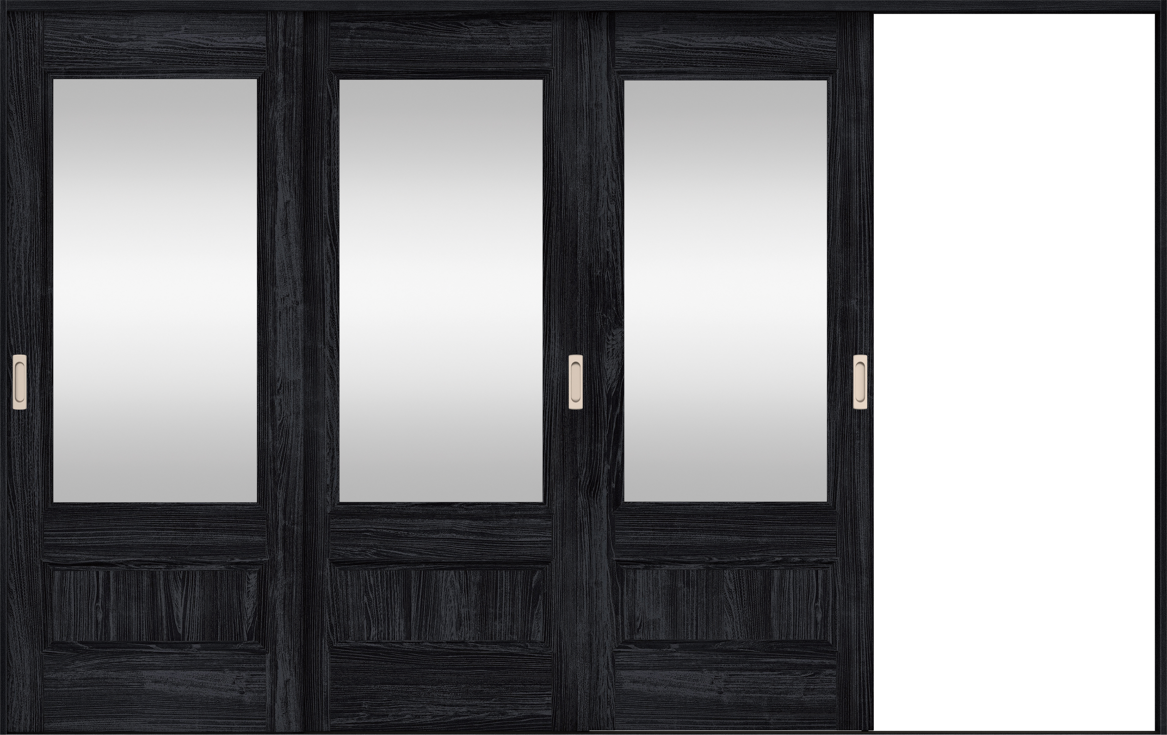 リビングドア　イエリア　引戸・３枚片引　扉セット　Ｍ２デザイン　３２２９幅用　２０００高　〈モスブラック柄〉　右引用　錠なし　ラクラクローズ付