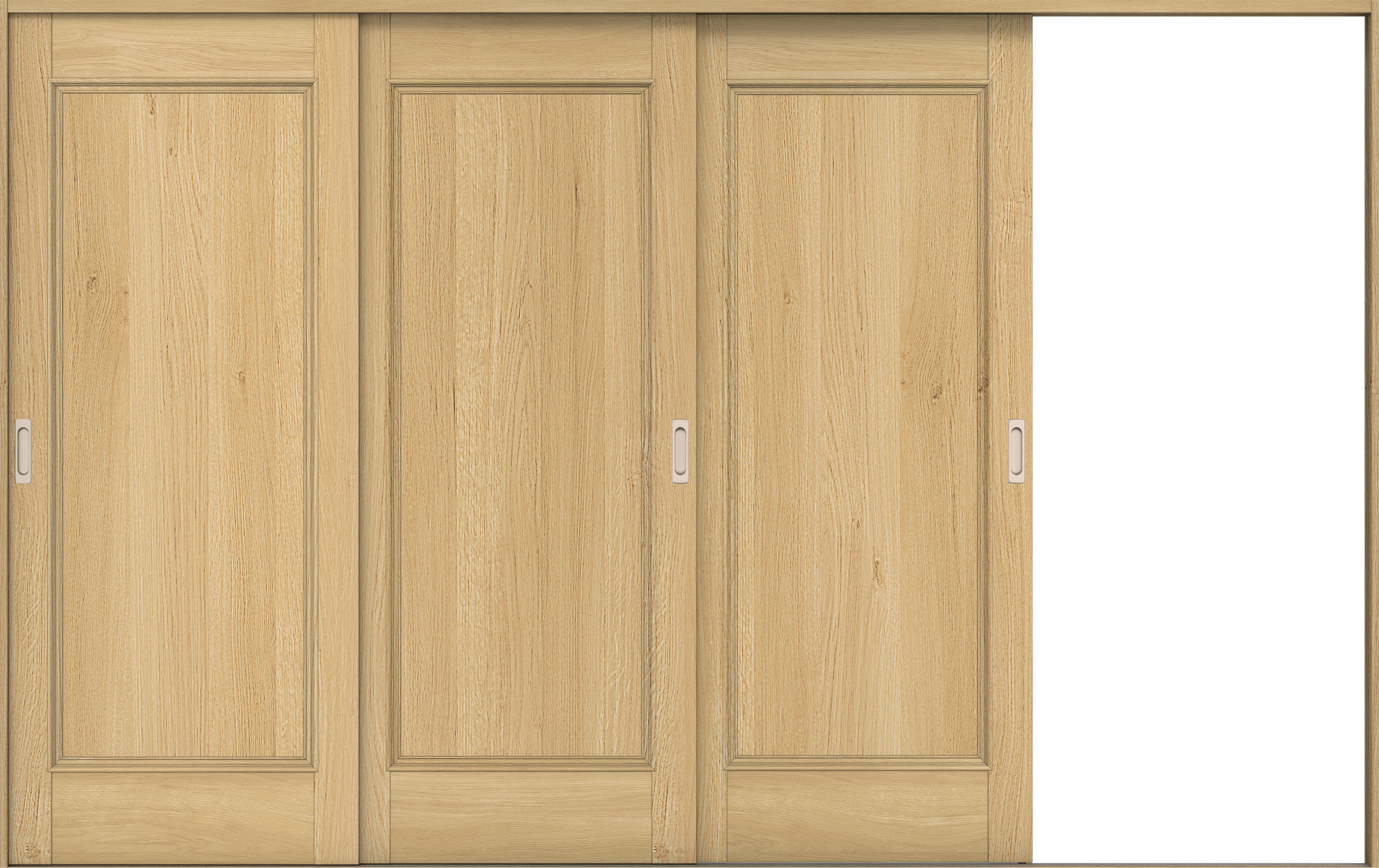 リビングドア　イエリア　引戸・３枚片引　扉セット　Ｍ５デザイン　３２２９幅用　２０００高　〈ライトオーカー柄〉　右引用　錠なし　ラクラクローズ付